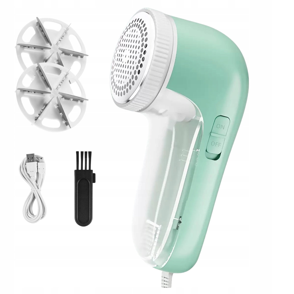 Fabric Sweater Lint Remover Shaver Wireless Green USB 8W 2 Blades Packaging status original