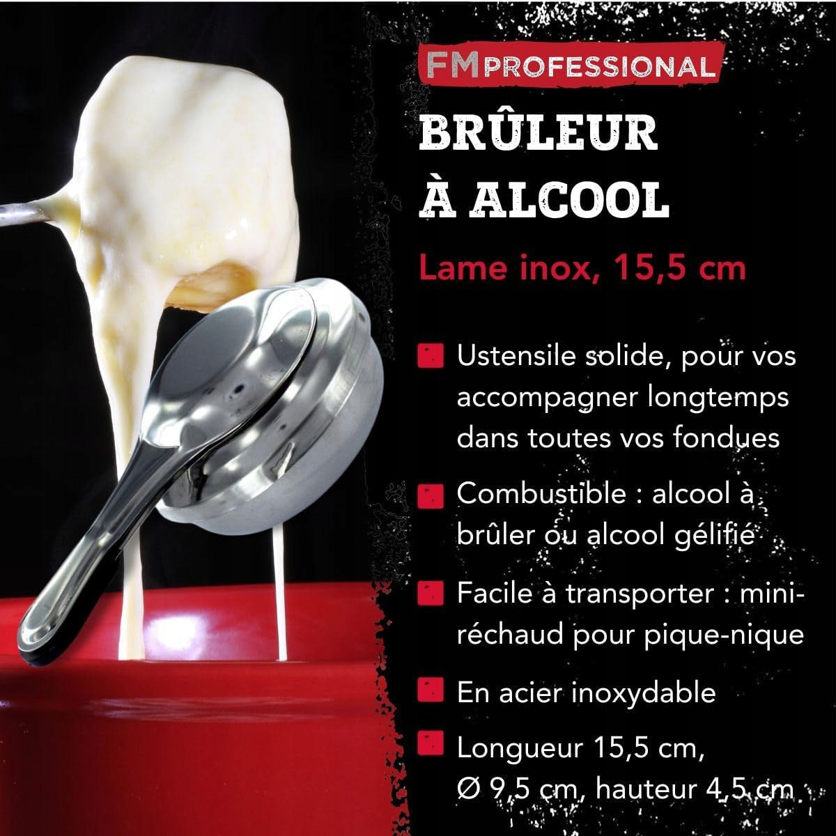 Fackelmann alcohol burner stainless steel fondue 15.5x9.5x4.5cm Series 21827