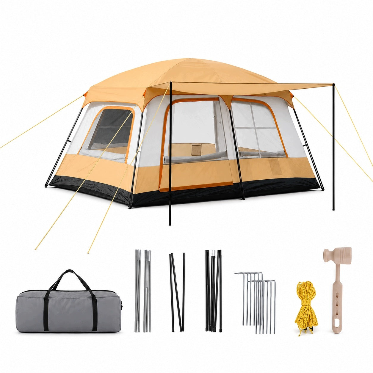 Family Hiking Camping Tent 4-6-Person Large with Canopy