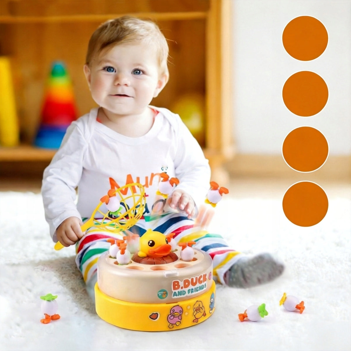 Family game with duck – jumping eggs, 2 grids, development of reflexes Brand no brand