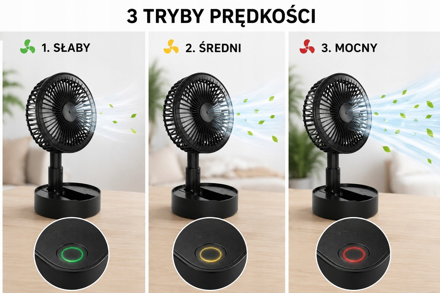 Fan Desk Fan USB Wireless Portable Standing Black Fan type table