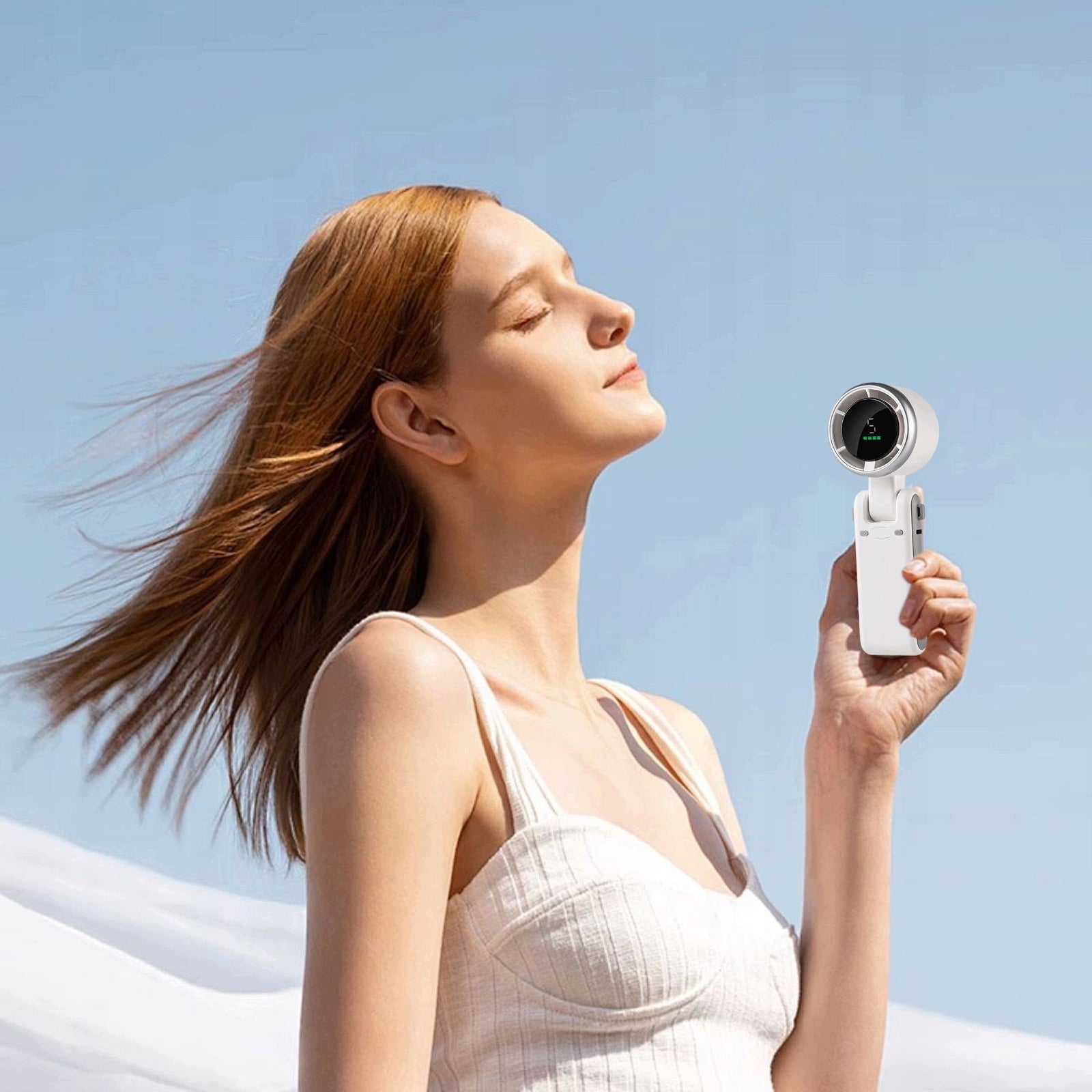 Fan Standing Handheld mini Fan Desktop Silent Ppowerful 7w 5 Mode White Packaging status original