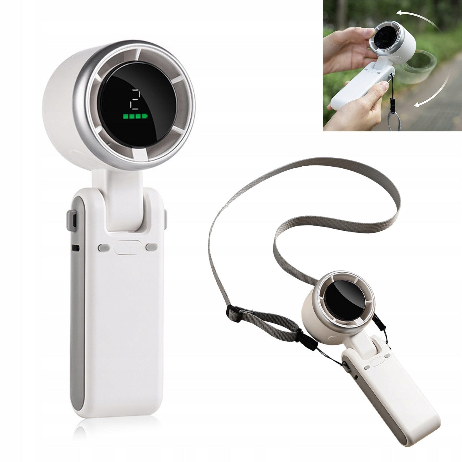 Fan Standing Handheld mini Fan Desktop Silent Ppowerful 7w 5 Mode White