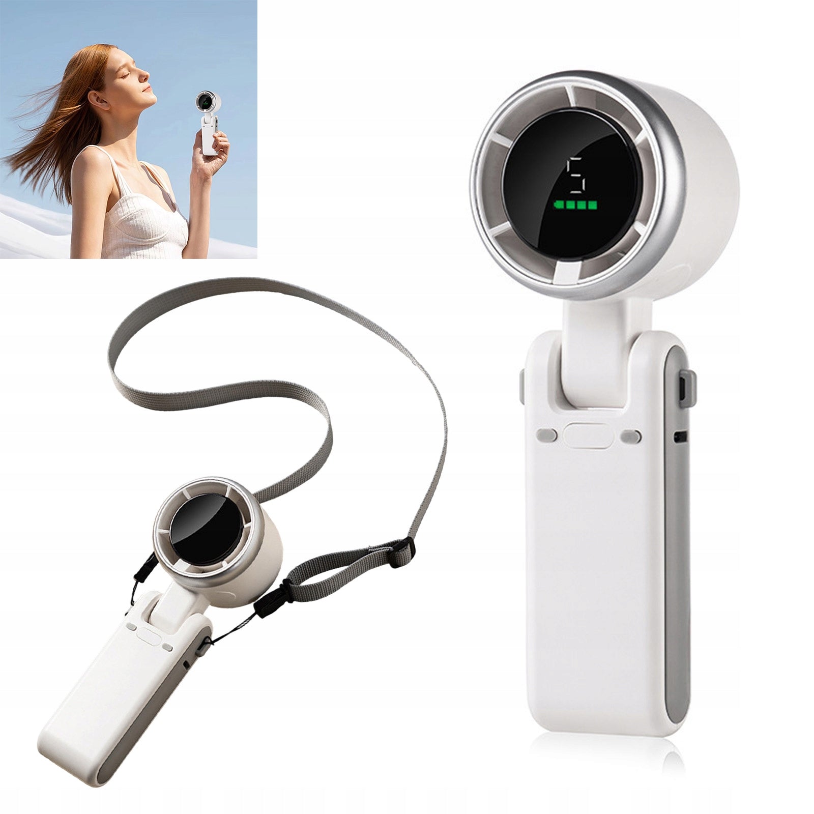 Fan Standing Handheld mini Fan Desktop Silent powerful 7w 5 Mode White