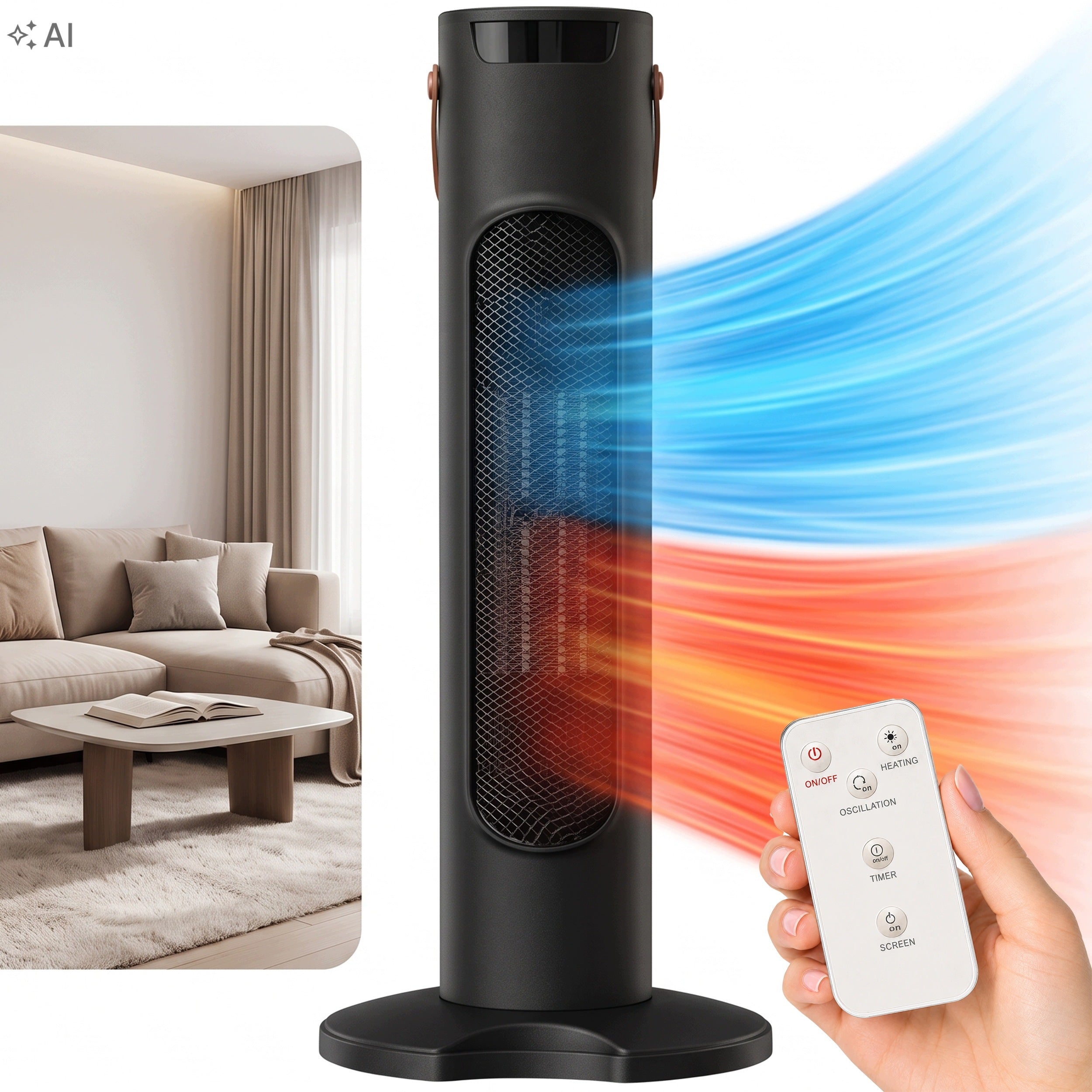 Fan Vent Cool Column Heating ADM 6062-1 2in1 Black Manufacturer code Termowentylator Chłodzi I Grzeje ADM 6062-1
