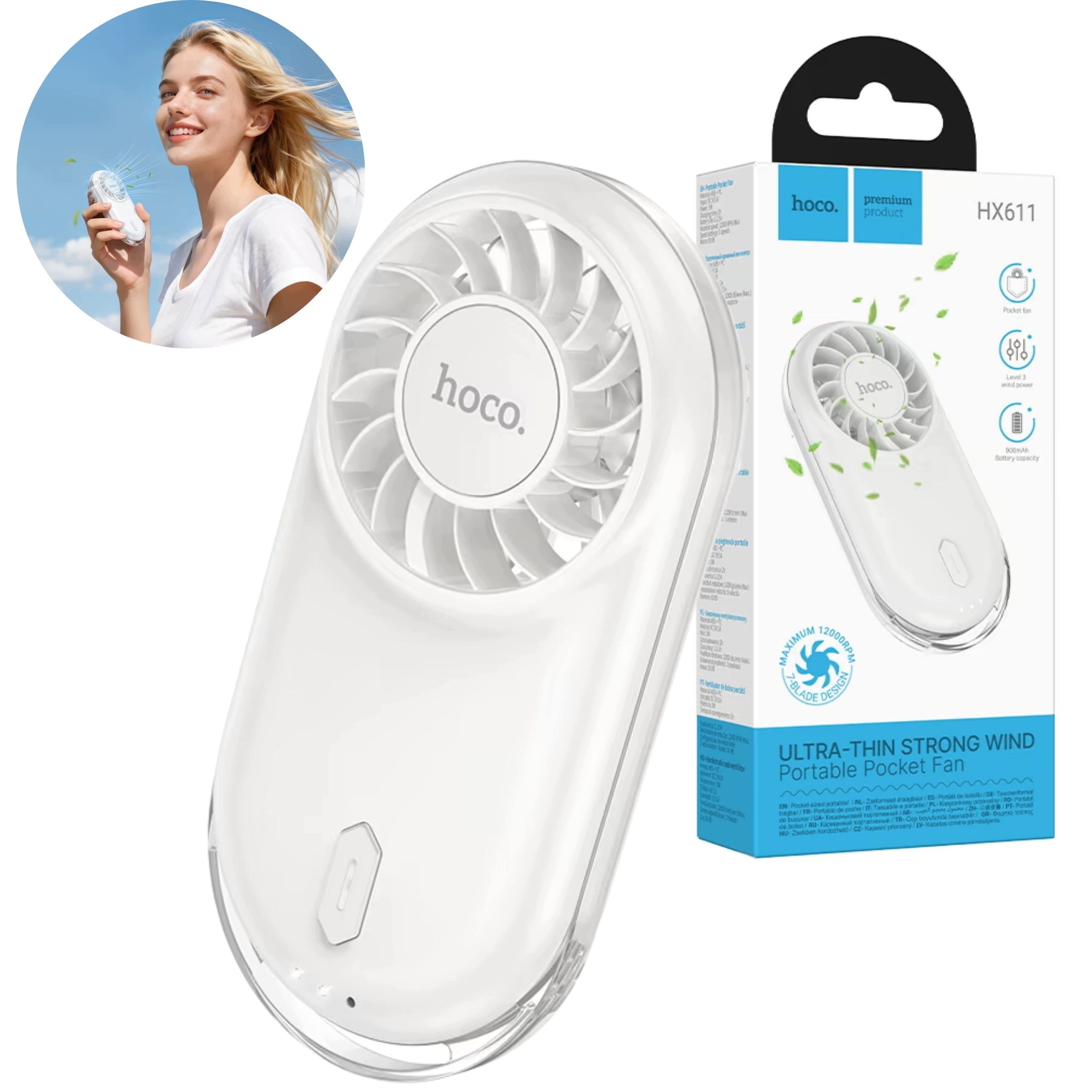 Fan Windmill Portable Mini Hoco HX611 White Small Cooling