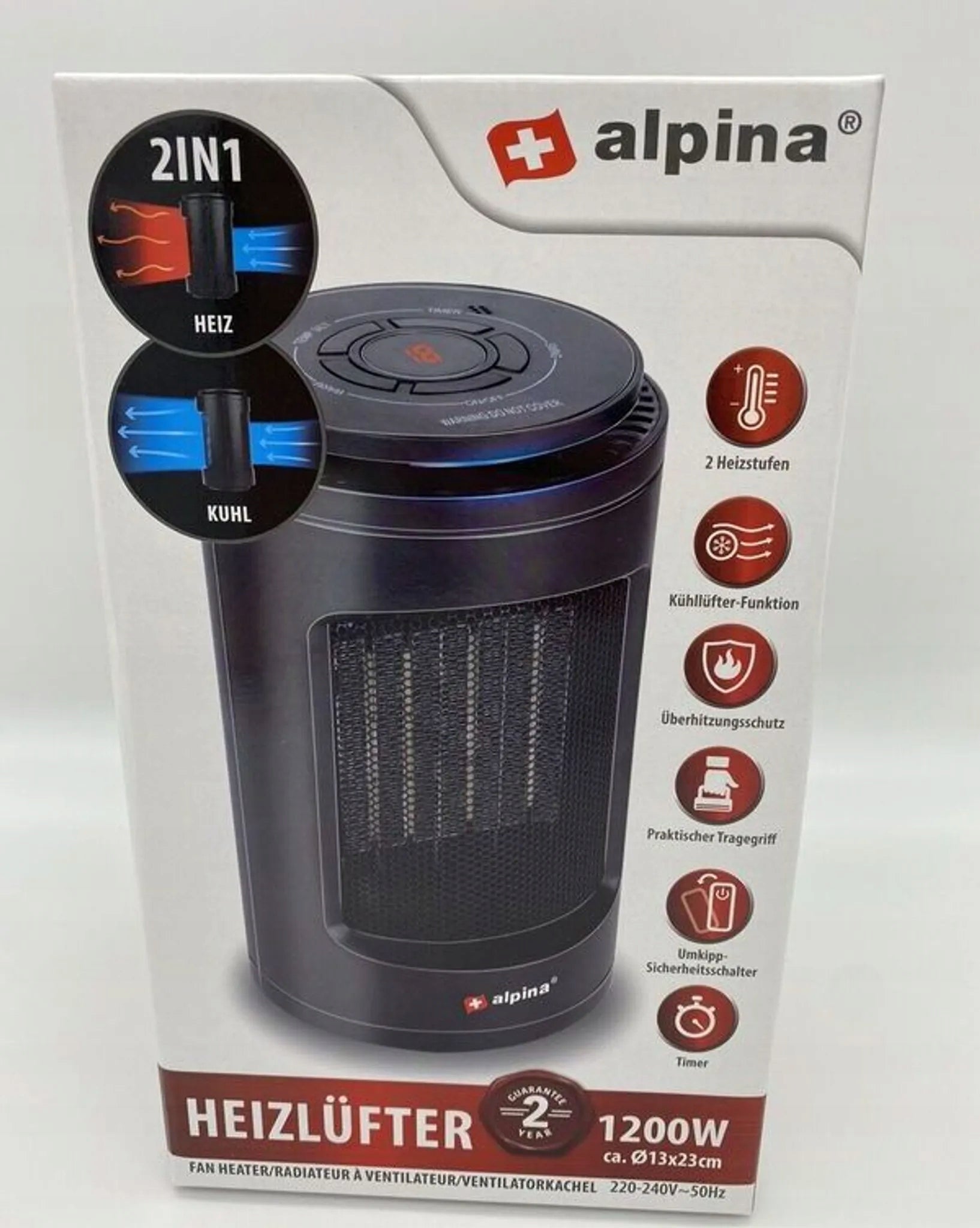 Fan heater 2in1, 1200 W, heating+cooling, black Manufacturer code TERMOWENTYLATOR GRZEJNIK