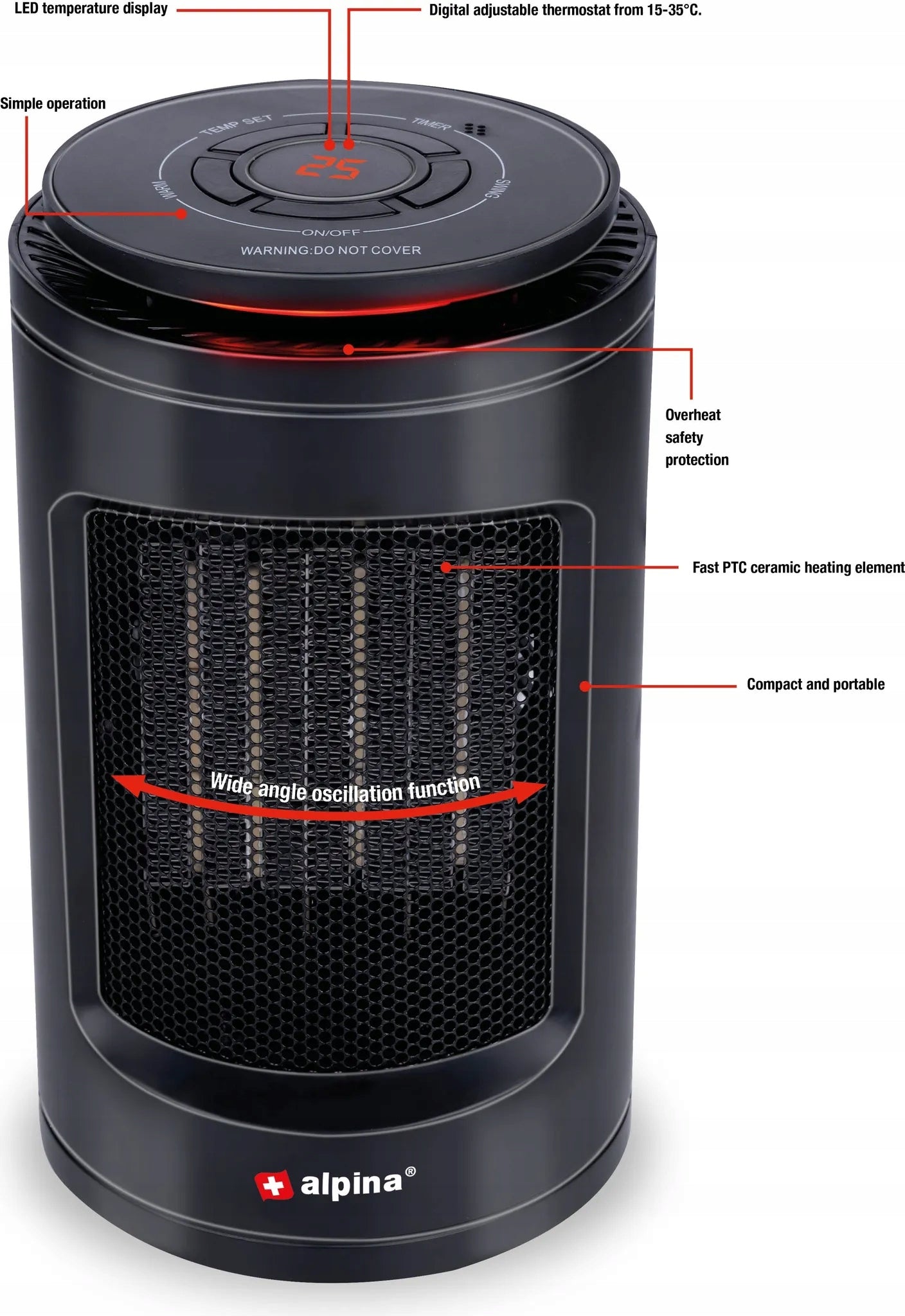 Fan heater 2in1, 1200 W, heating+cooling, black