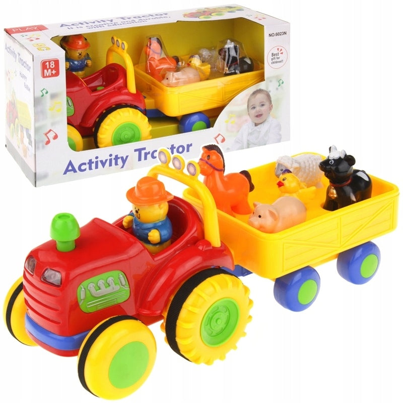 Farmer Interactive Tractor with Trailer Sounds Light Animal