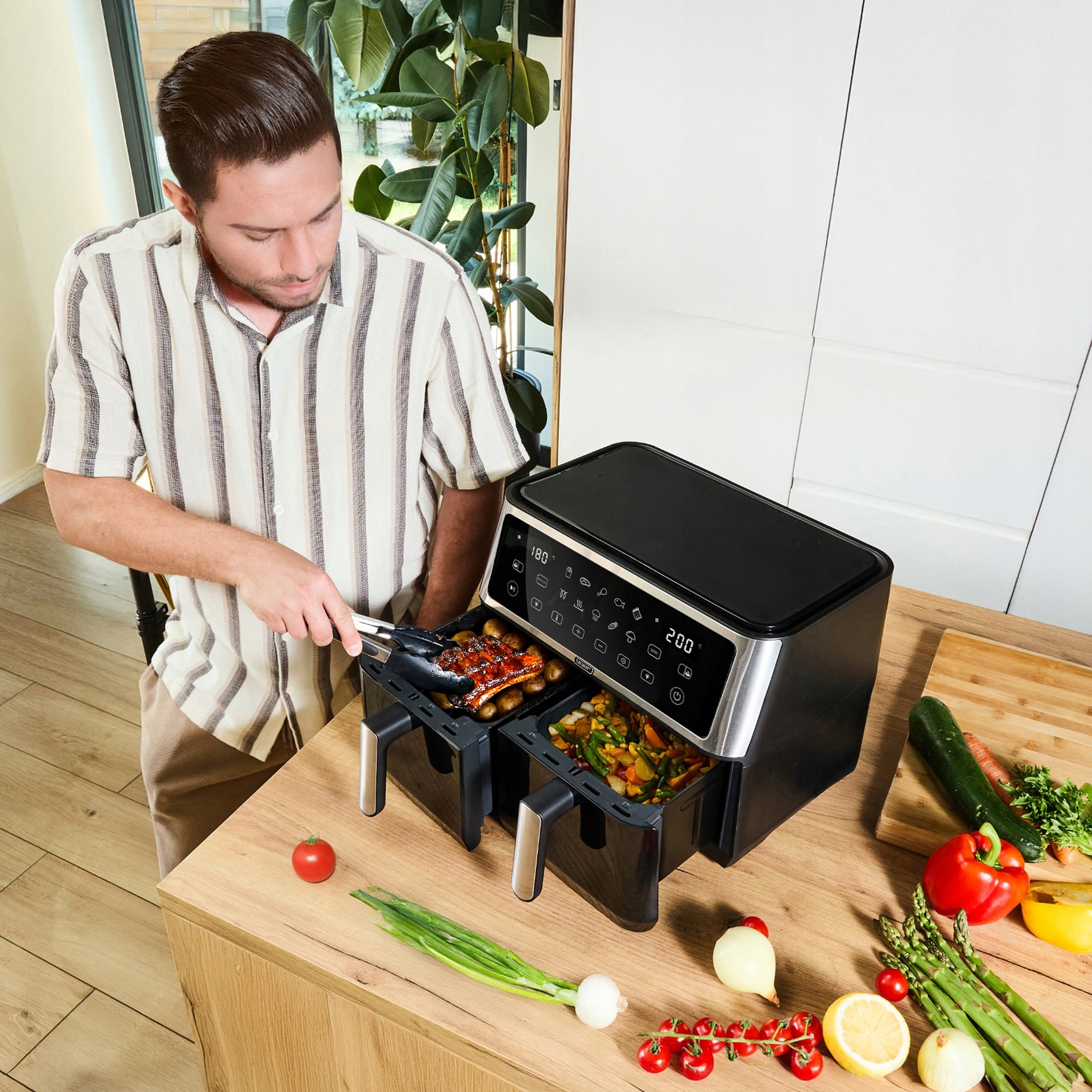 Fat Free Air Fryer 10L Air Fryer Yoer 2850W 10 programs Model DualCrisp