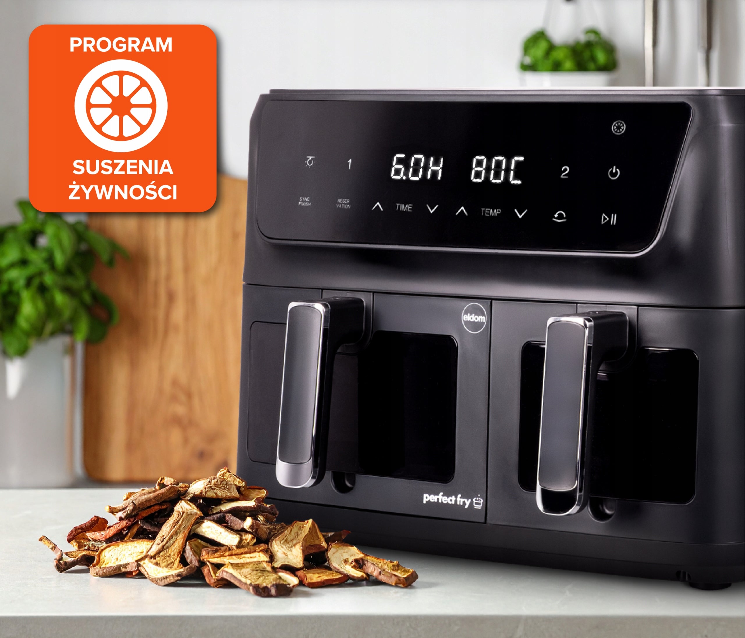 Fat Free Fryer 11L AIRFRYER 2700W Eldom FR220 LARGE DOUBLE Dominant color black