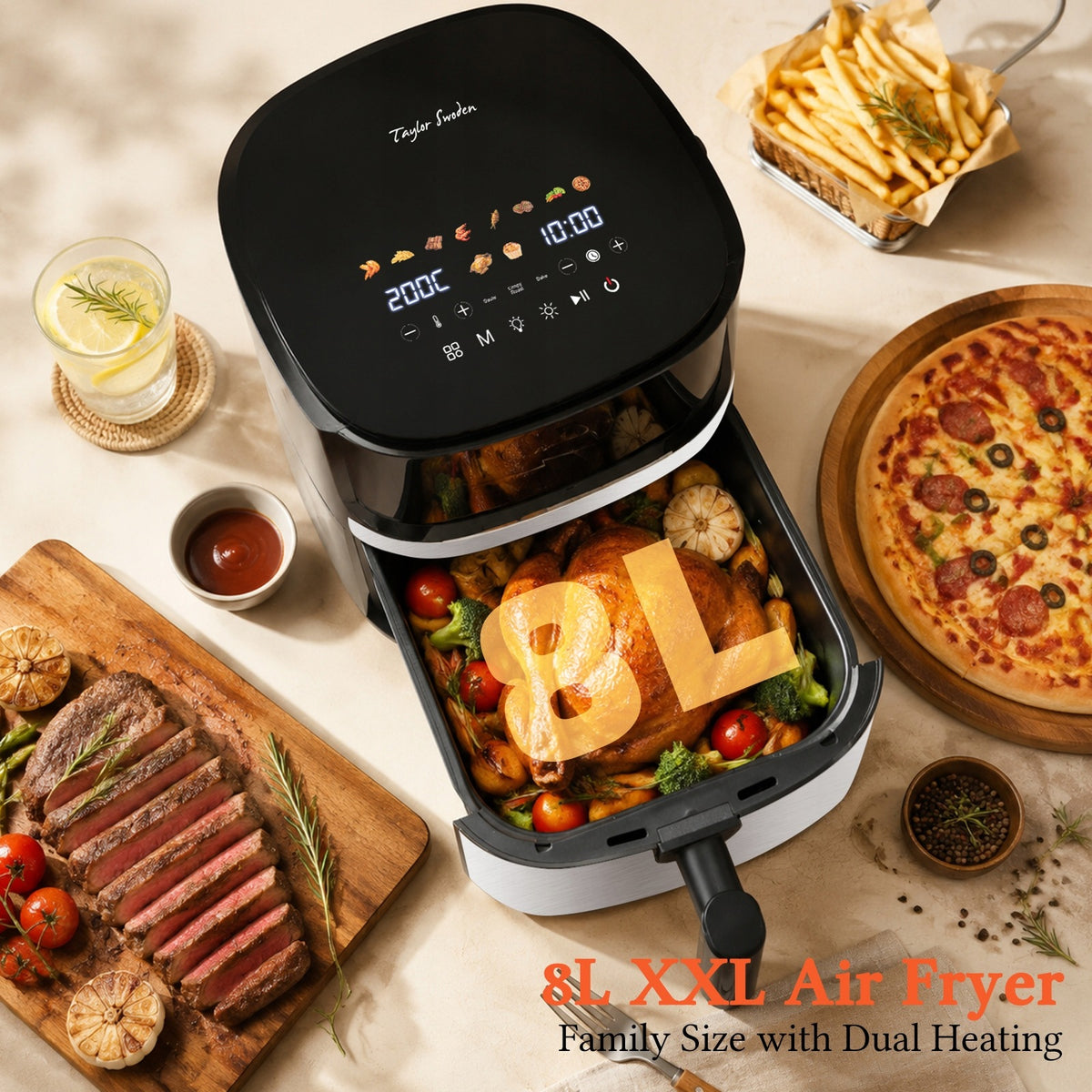 Fat Free Fryer 8L Taylor Swoden Airfryer 2000 W Packaging status original