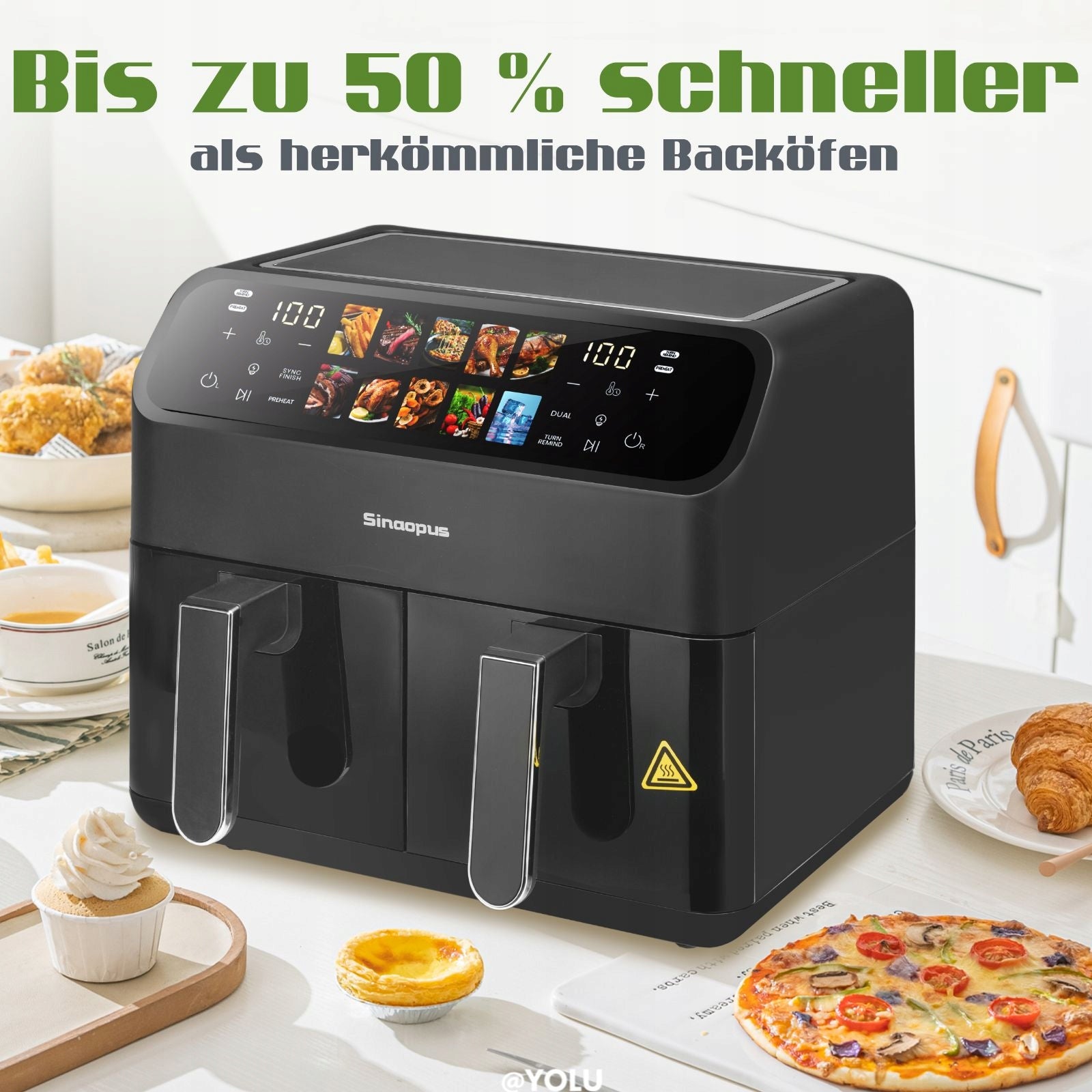 Fat Free Fryer 9L XXL Airfryer Dual LED Chamber