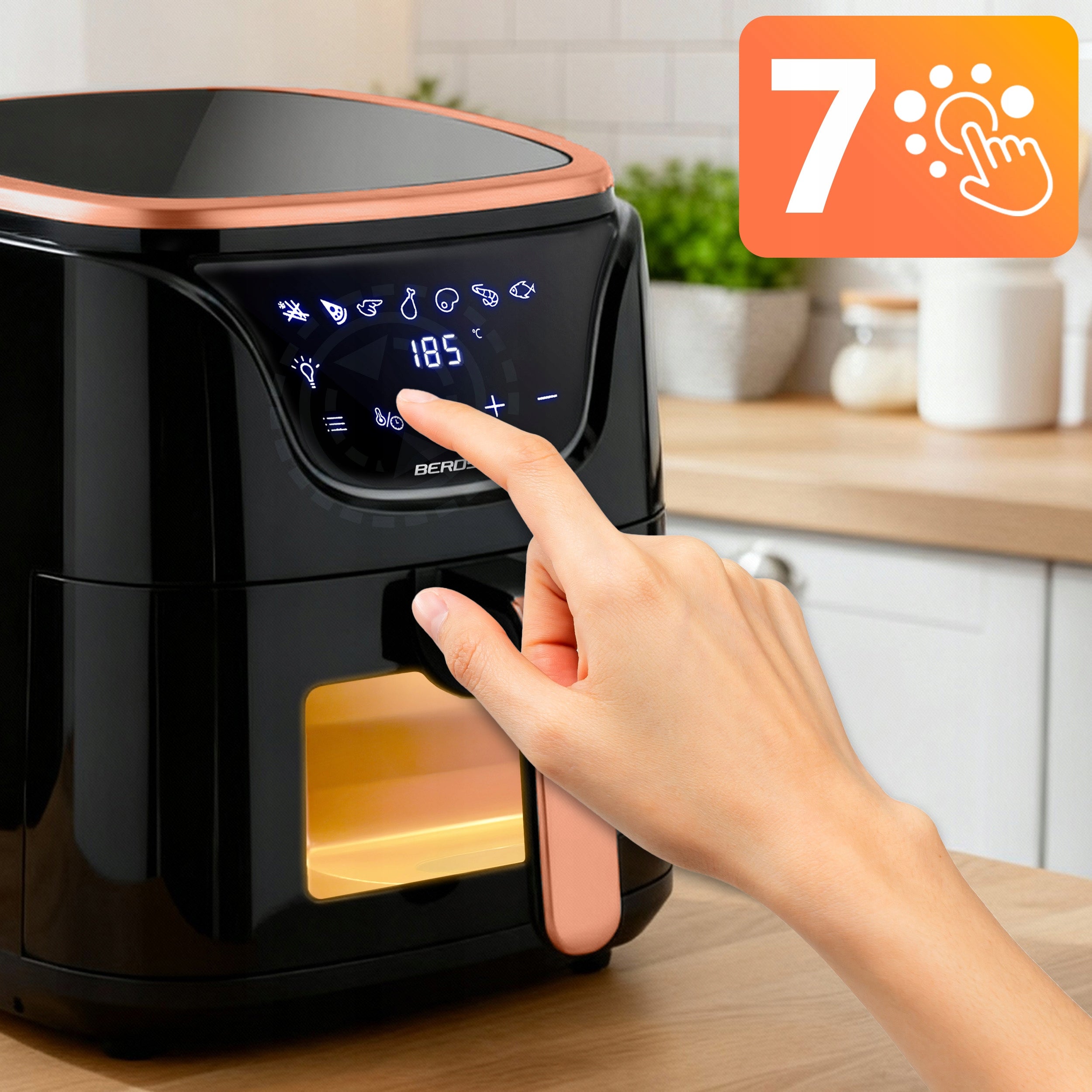 Fat Free Fryer Air Fryer 5L 1500W Berdsen + TRAYS Bowl volume 5 l
