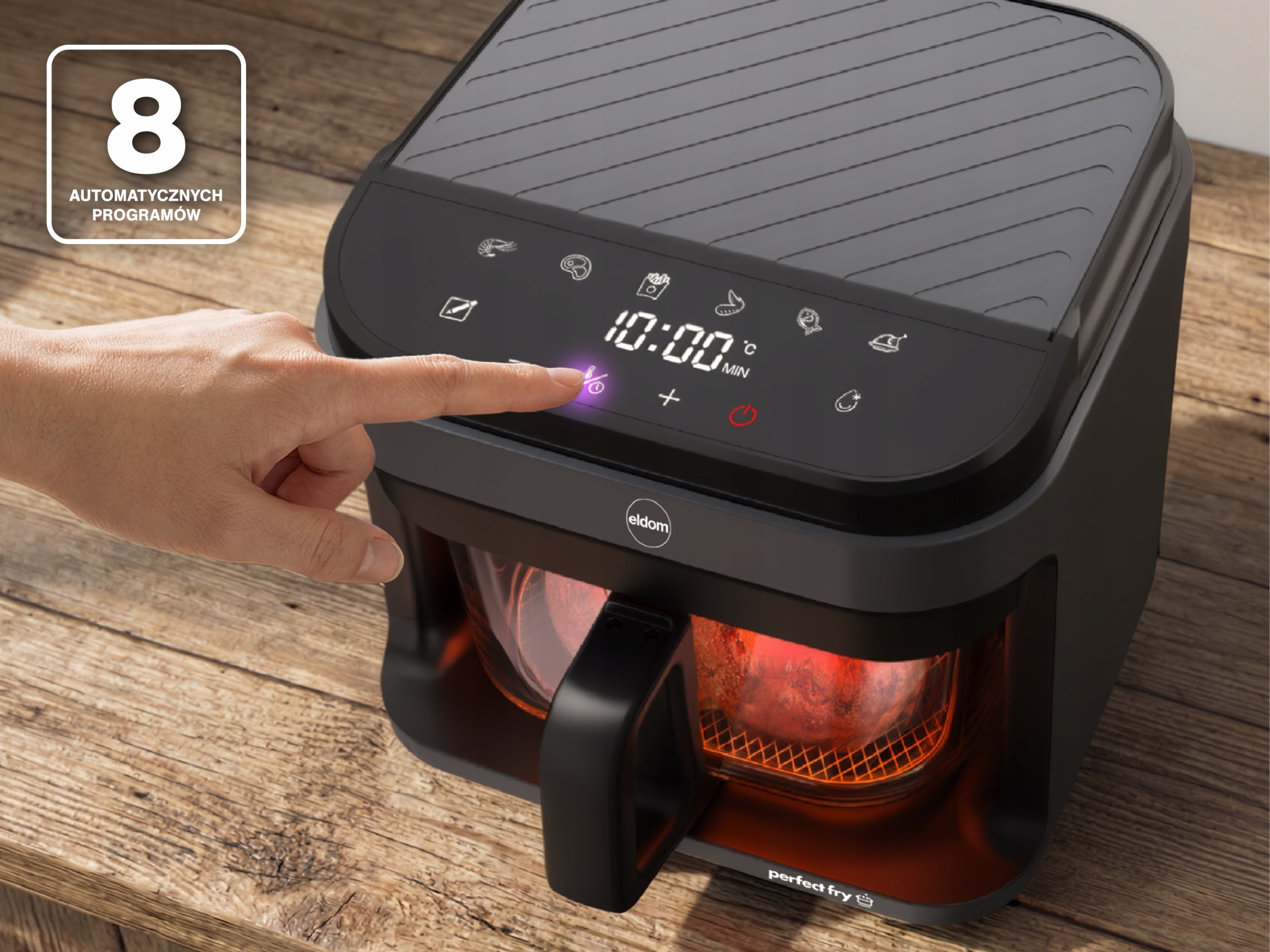 Fat Free Fryer FR500 Eldom Glass Container 5,5L 1200W air fryer Model FR500