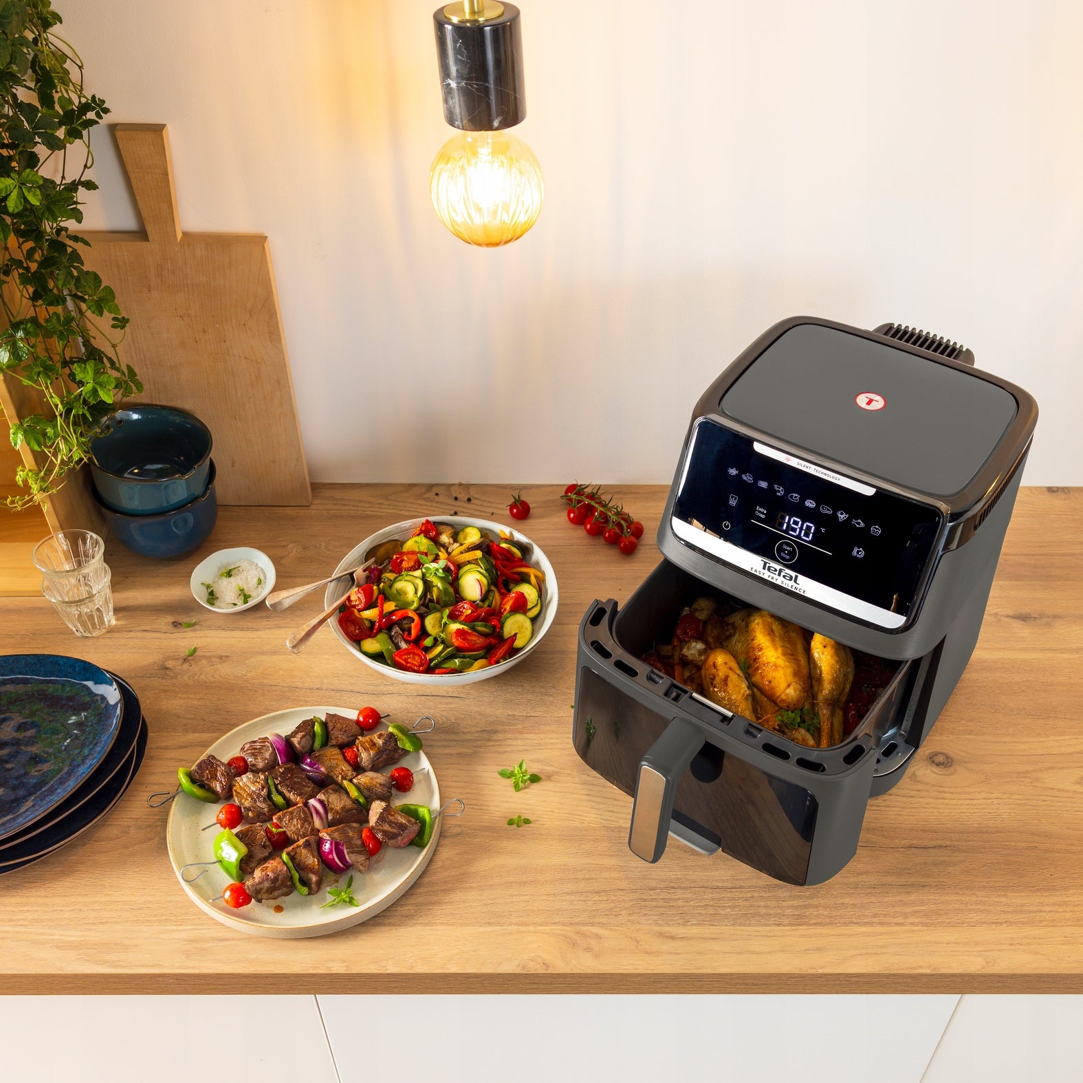 Fat Free Fryer TEFAL Easy Fry Silence EY846HE 7l 1800W Air Fryer Dominant color gray