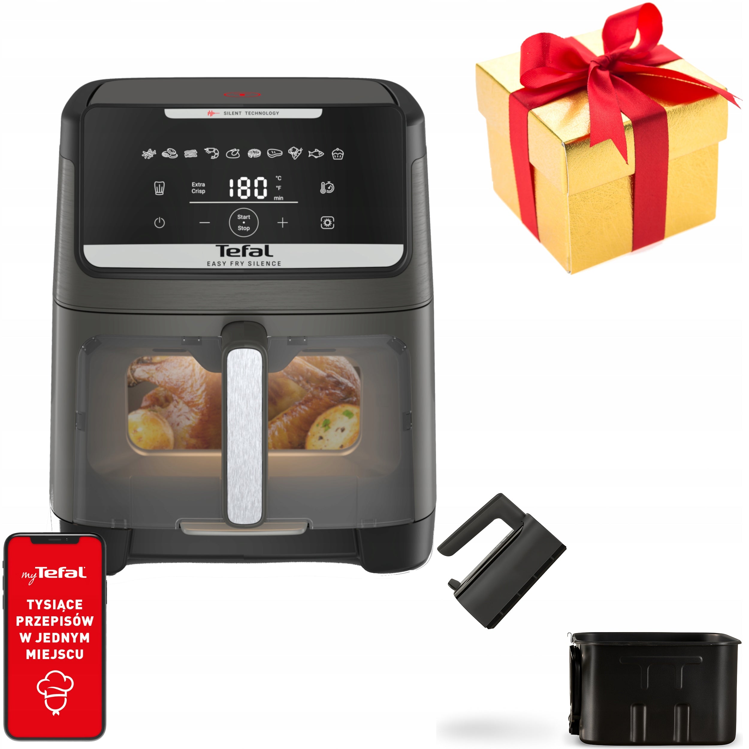 Fat Free Fryer TEFAL Easy Fry Silence EY846HE 7l 1800W Air Fryer