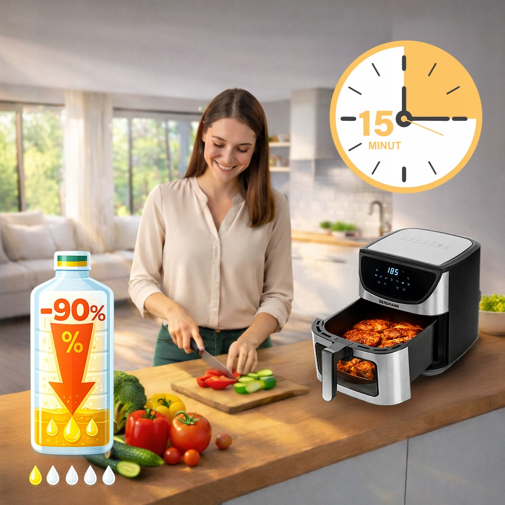 Fat-free air fryer 8L AirFryer BERGMANN 1800W 7 PROGRAMS Packaging status original