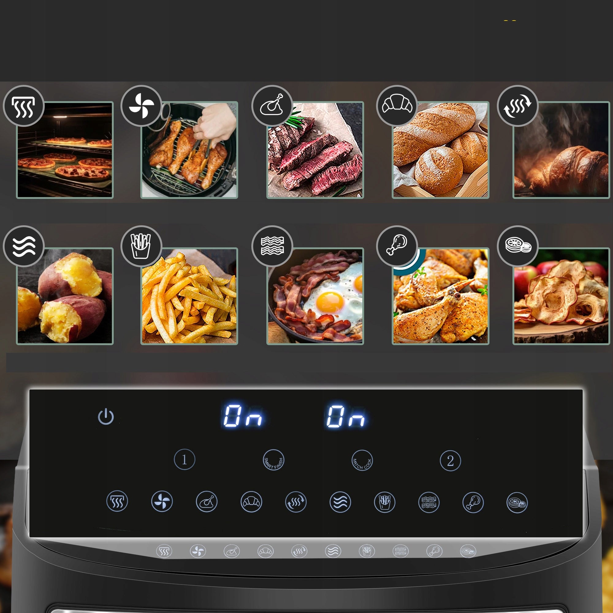 Fat-free air fryer Airfryer8L TWO BASKETS 2400W Manufacturer code T3323P298754