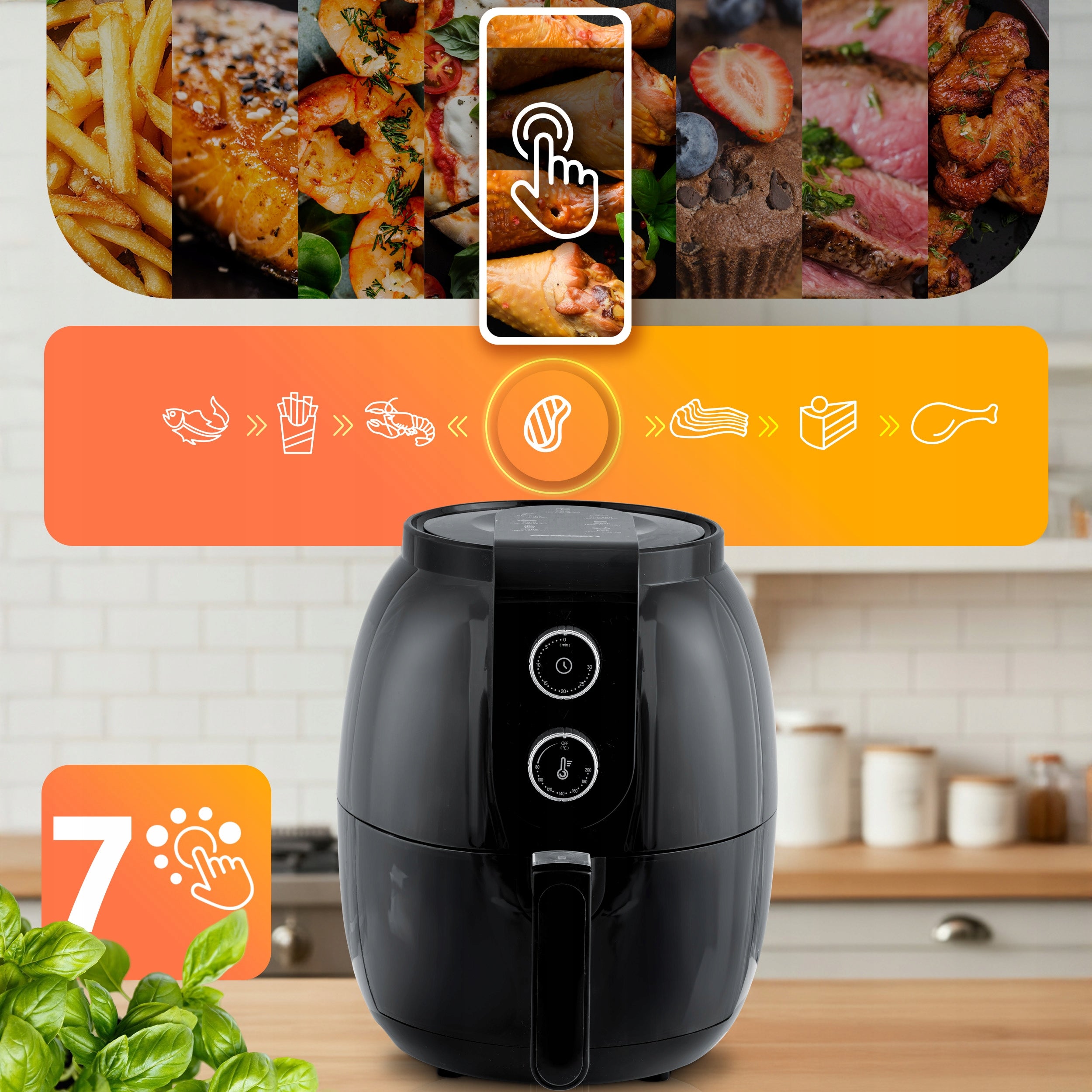 Fat-free air fryer powerful Air Fryer Berdsen 3.6L Dominant color black