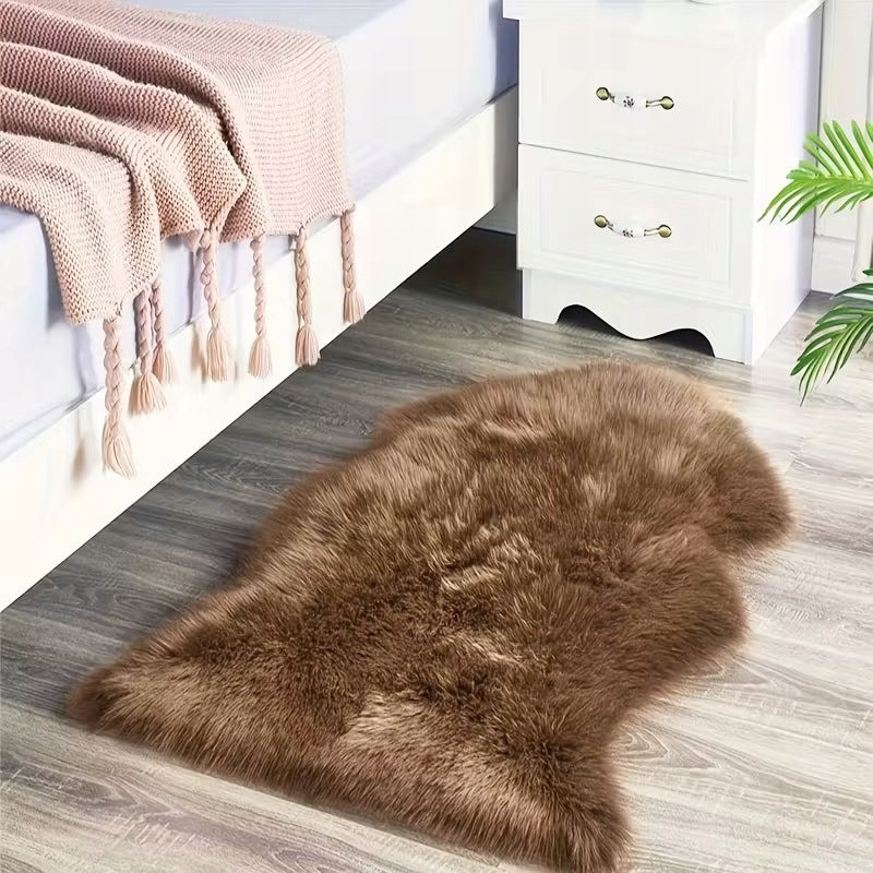 Faux leather fur rug brown 50 x 80 cm fluffy Packaging status original