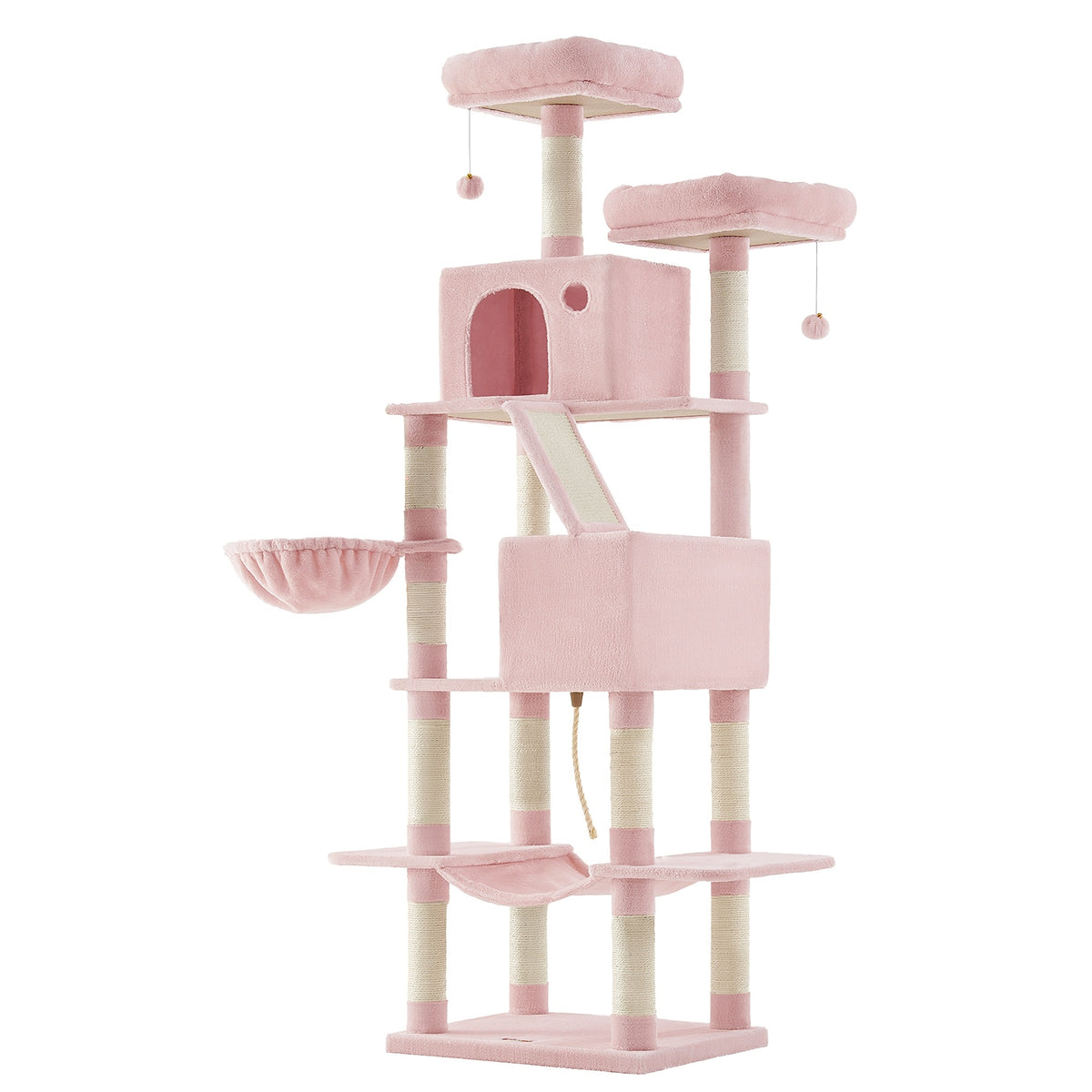 Feandrea Cat scratcher with cottage large 5-level 203.5 cm pink