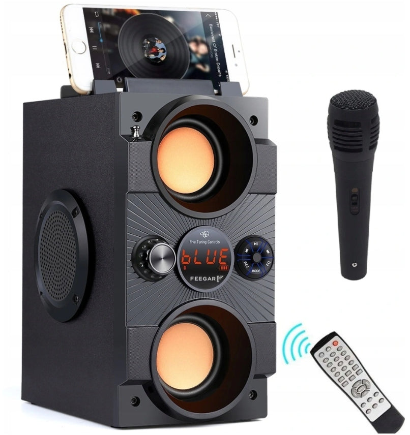 Feegar Portable Bluetooth Speaker + Karaoke Microphone 4000mAh USB AUX Radio