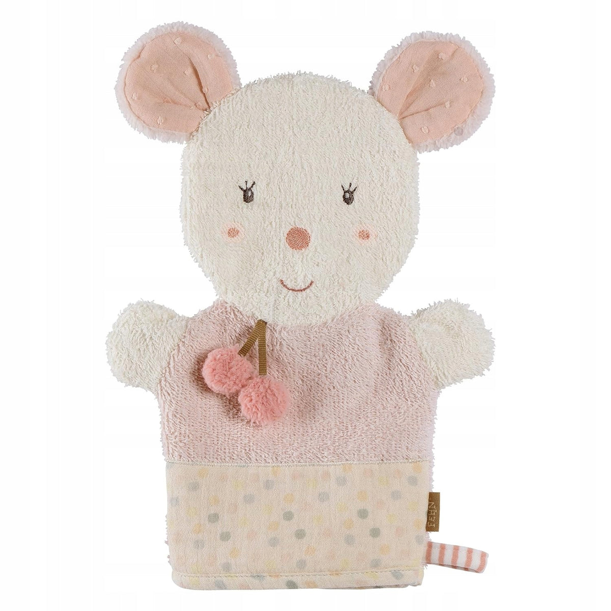 Fehn Mouse wash glove – washcloth with animal motif and embroidery