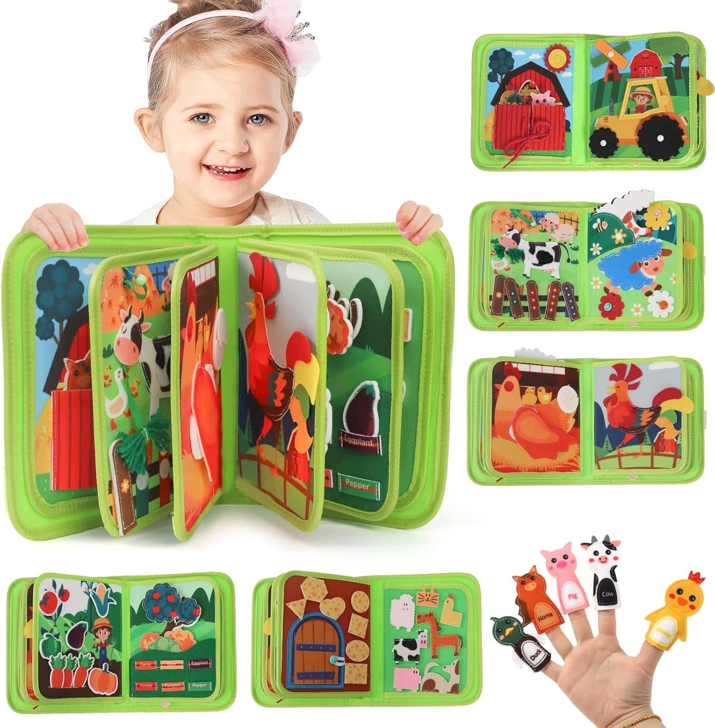 Felt Educational 3D Book ManIPULATIVE Sensory FARM