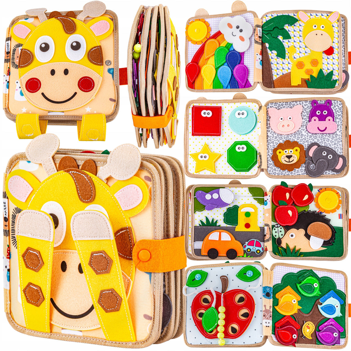 Felt Educational Book 3D ManIPULATION BOOK Sensory Giraffe