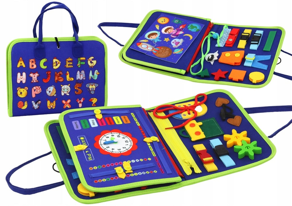 Felt Suitcase Sensory Board Manipulative Educational Buckle Alphabet