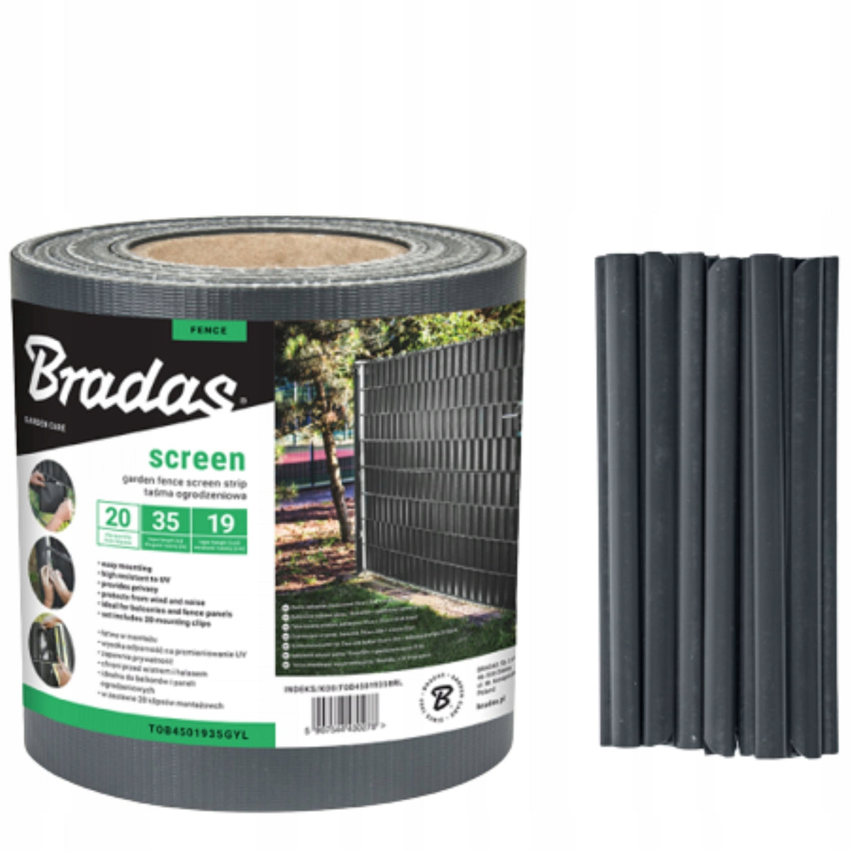Fence Tape Grey 19 cm x 35 m + Clips Grey TOB4501935GYL