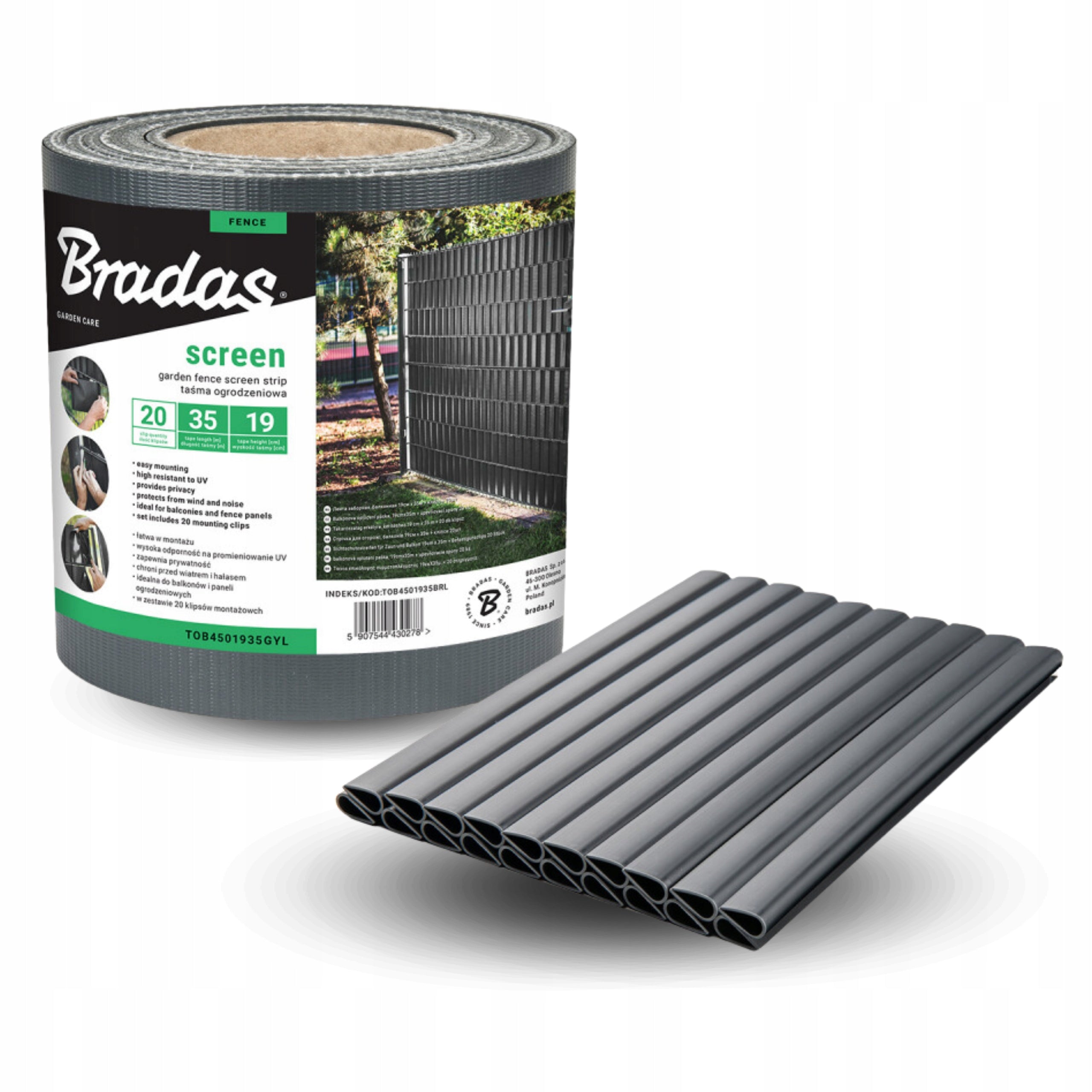 Fence tape ANTHRACITE 19 cm x 35 m PANEL FENCE COVER FENCE