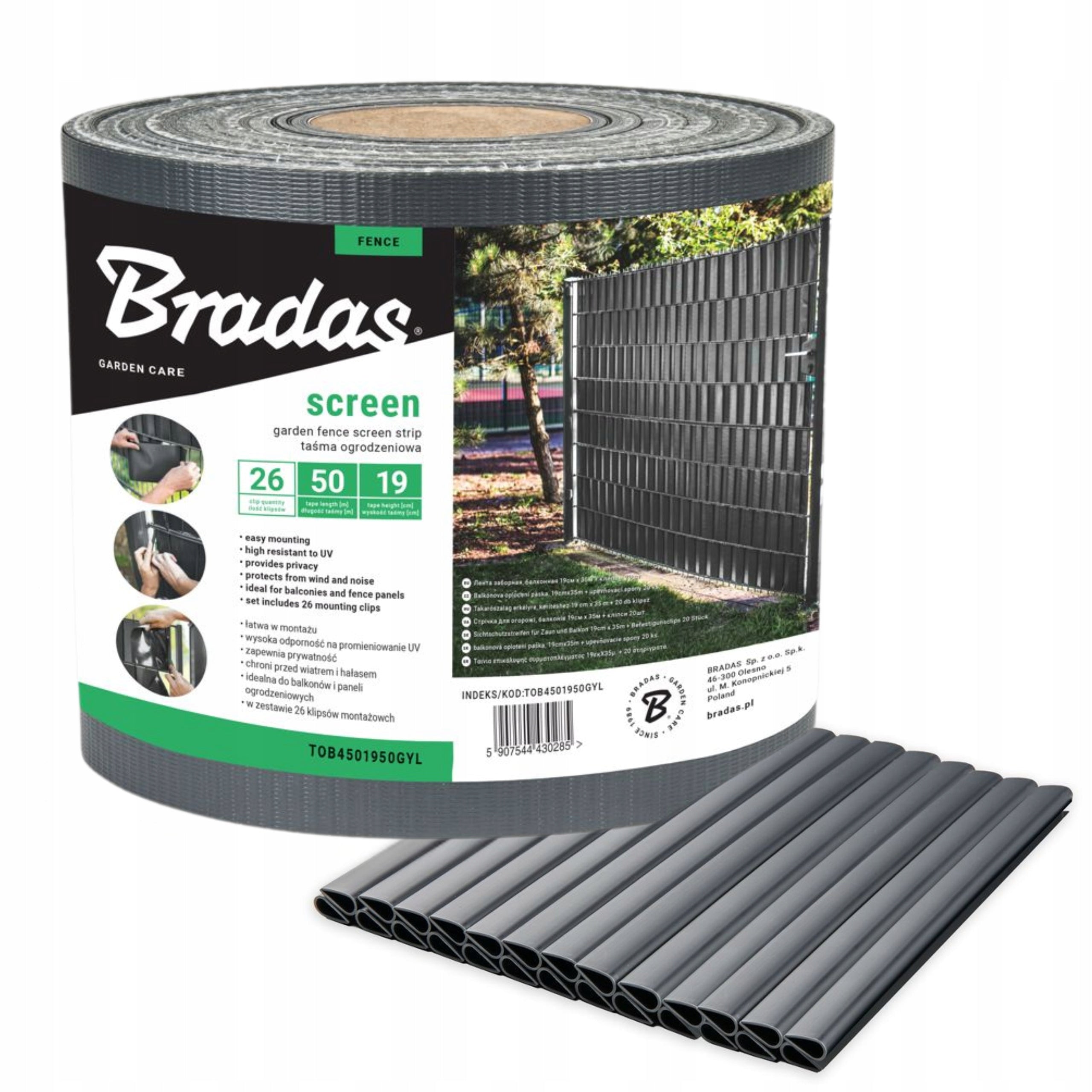 Fence tape ANTHRACITE 19 cm x 50 m COVER FOR PANEL FENCE