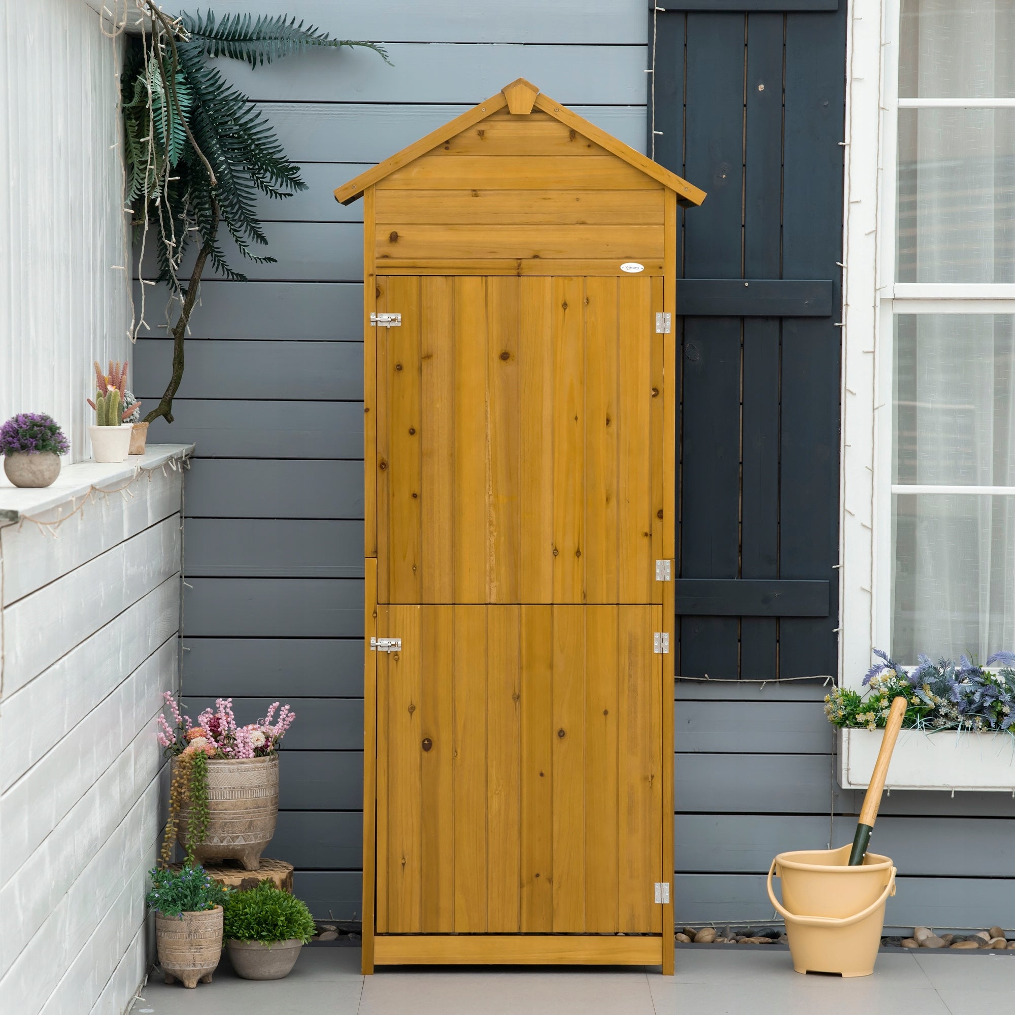 Ferand Wooden Garden Builder 79x49x191 cm Capacity 22.5 l