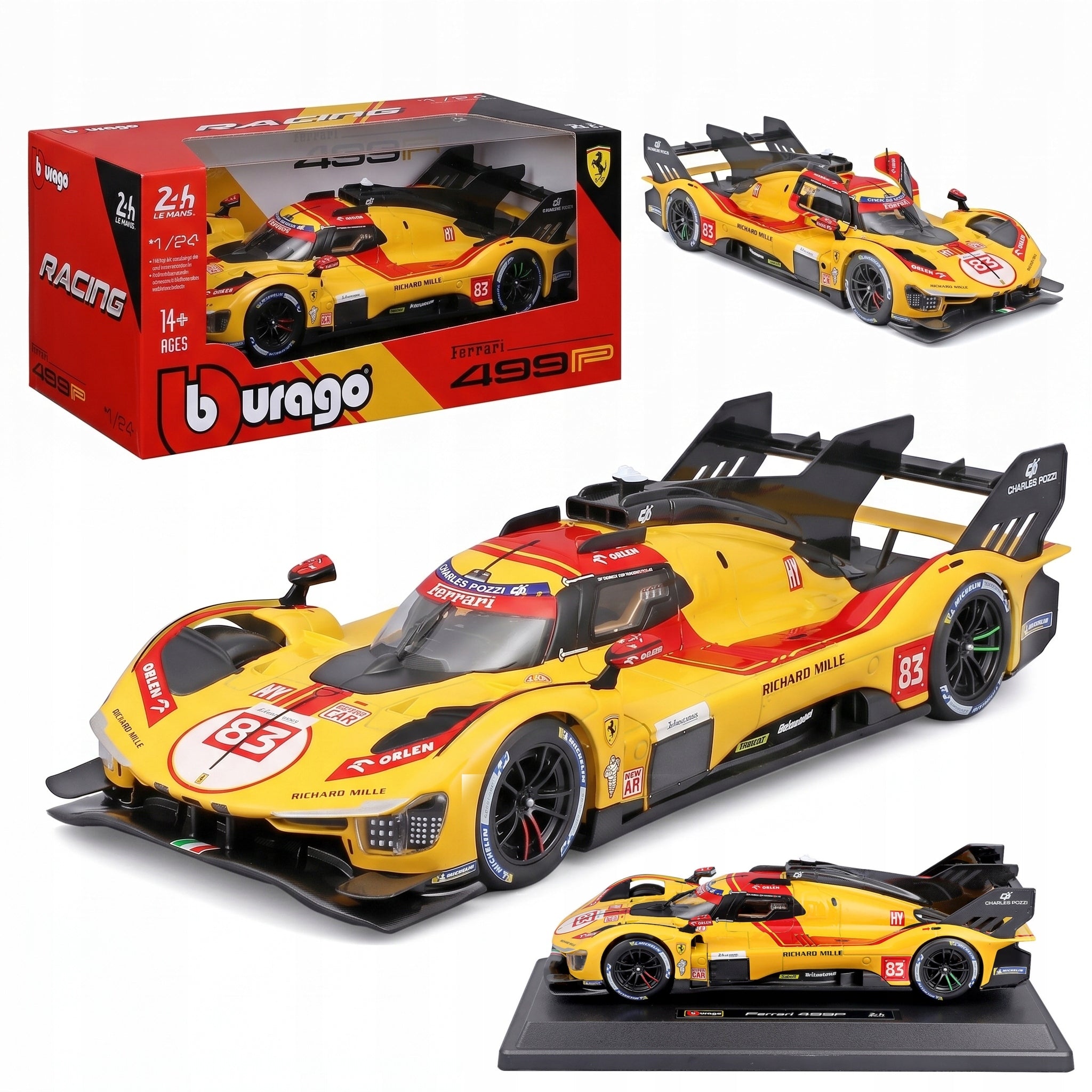 Ferrari 499P #83 KUBICA WINNING CAR 24h Le Mans 2025 1:24 Bburago