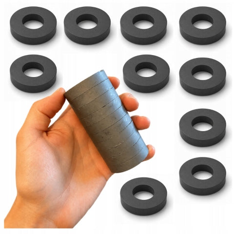 Ferrite Magnet 10 PCS Cylindrical Ring With Hole 45x22x9 f30 Black