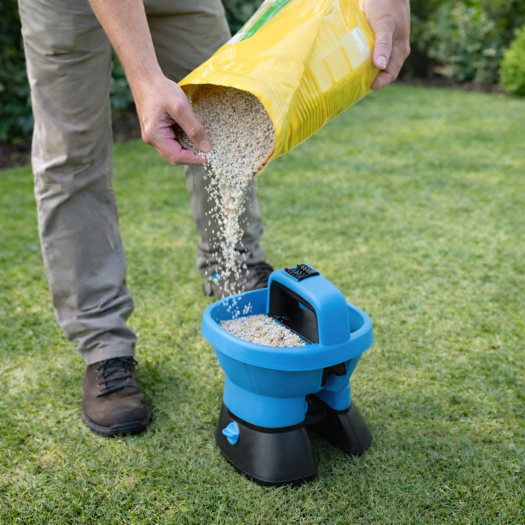 Fertilizer Grass Seed Spreader Electric Battery Operated Handheld XL Manufacturer code Rozsiewacz nasion soli nawozu piasku trawy