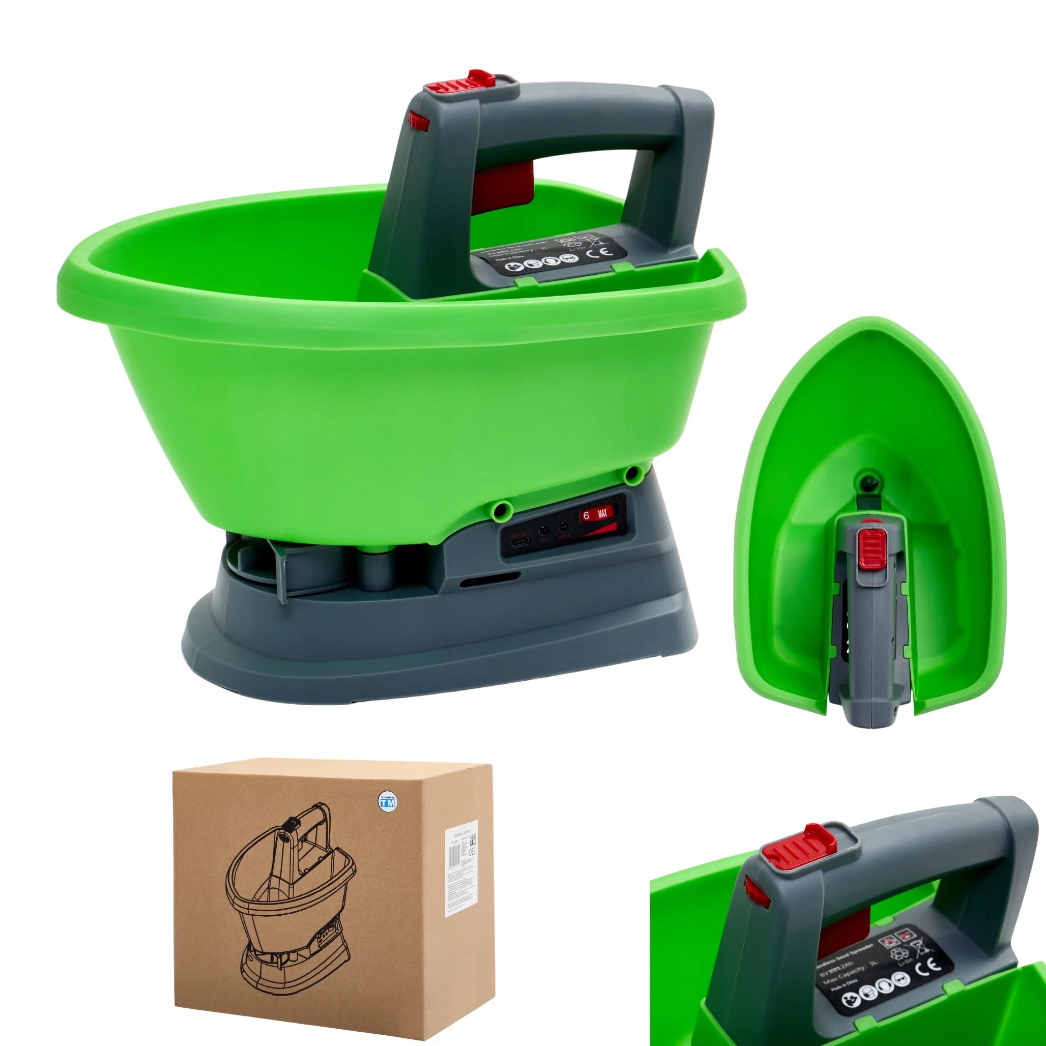 Fertilizer Spreader Cordless Electric Seed Drill 3L 8V 2000mAh Anti-Jam