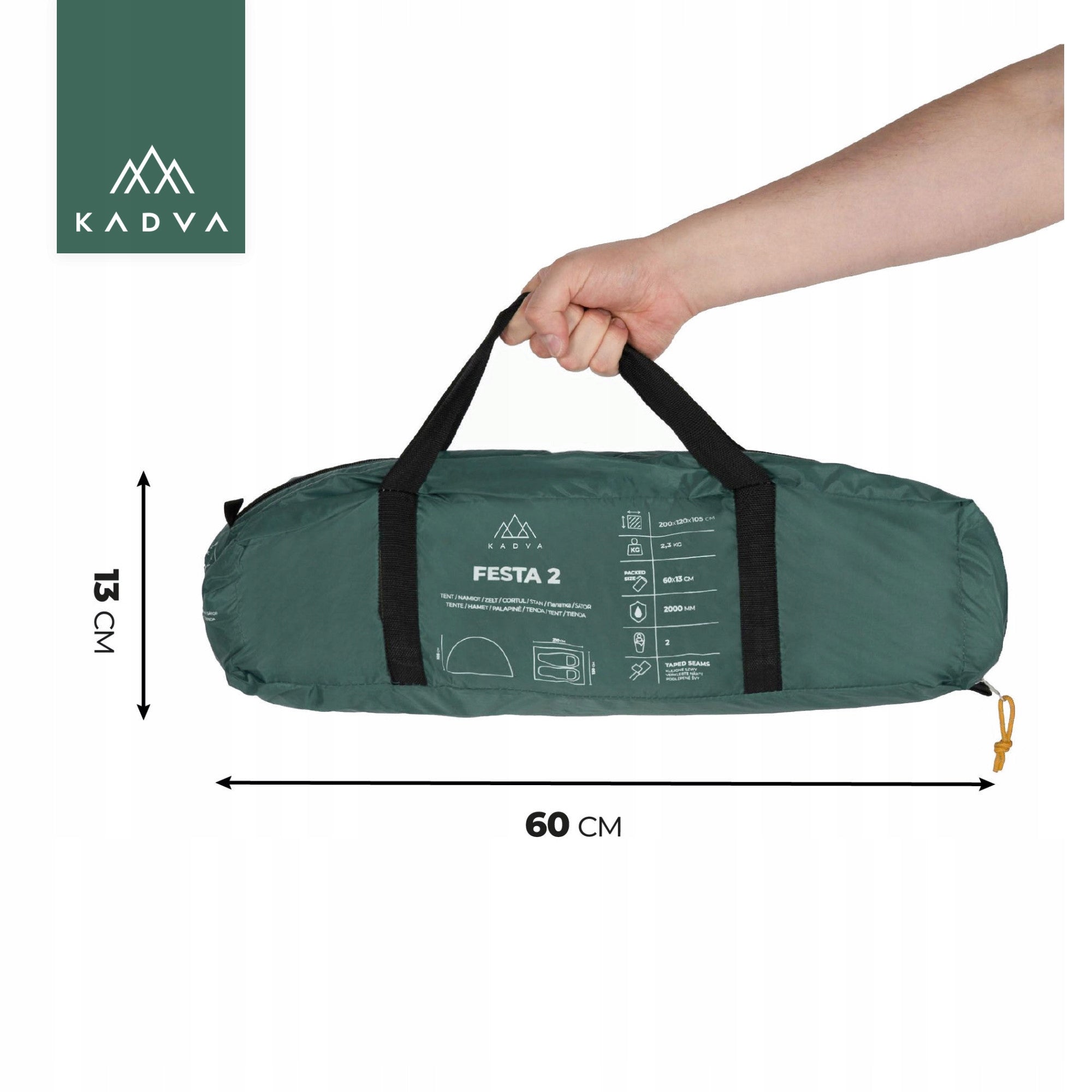 Festival tent / 2-person / KADVA Festa 2 / small 60×13 / light 2,3 kg Packaging status original