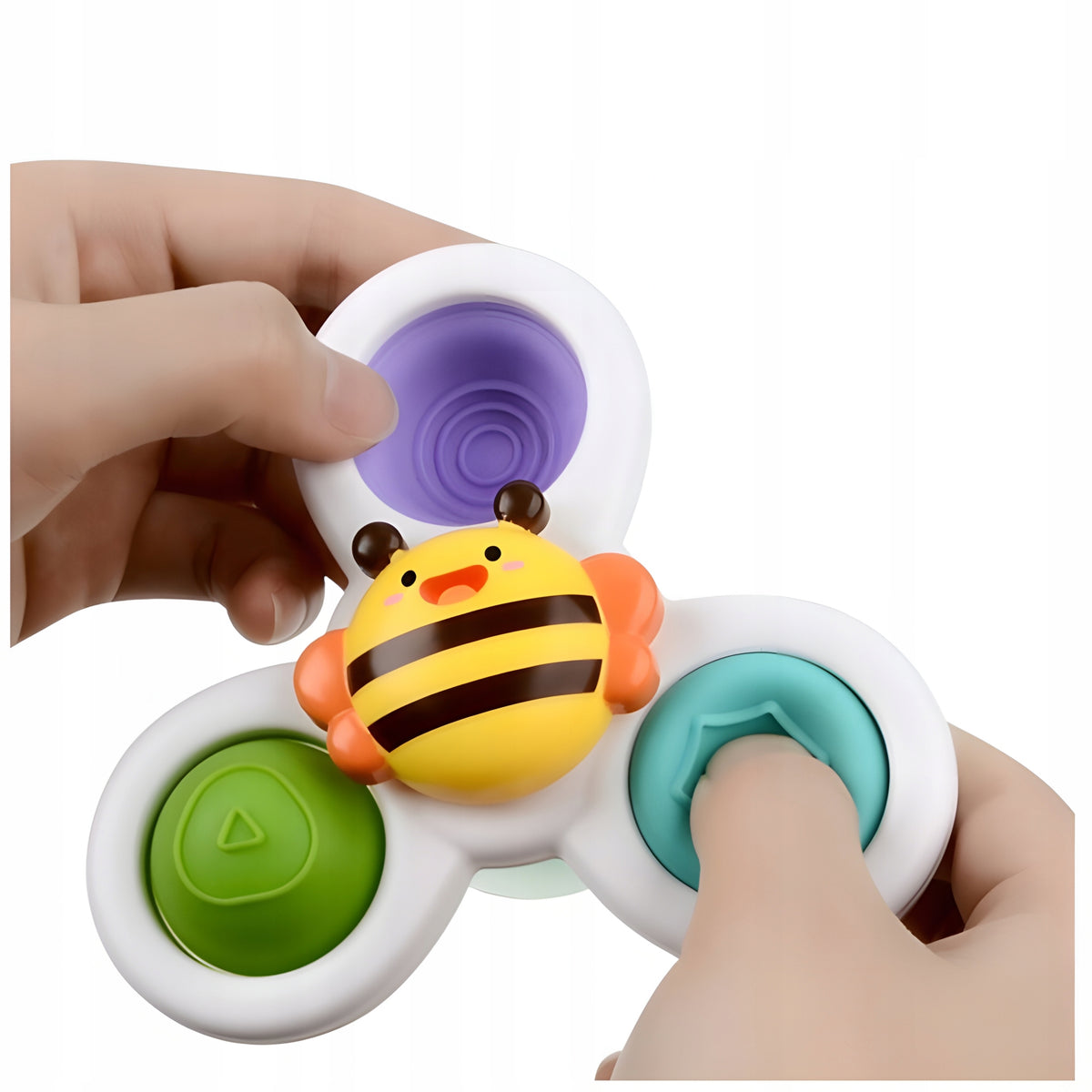 Fidget Spinner x3 with Suction Cup Sensory Toy Bath Rattle Teether Packaging status original