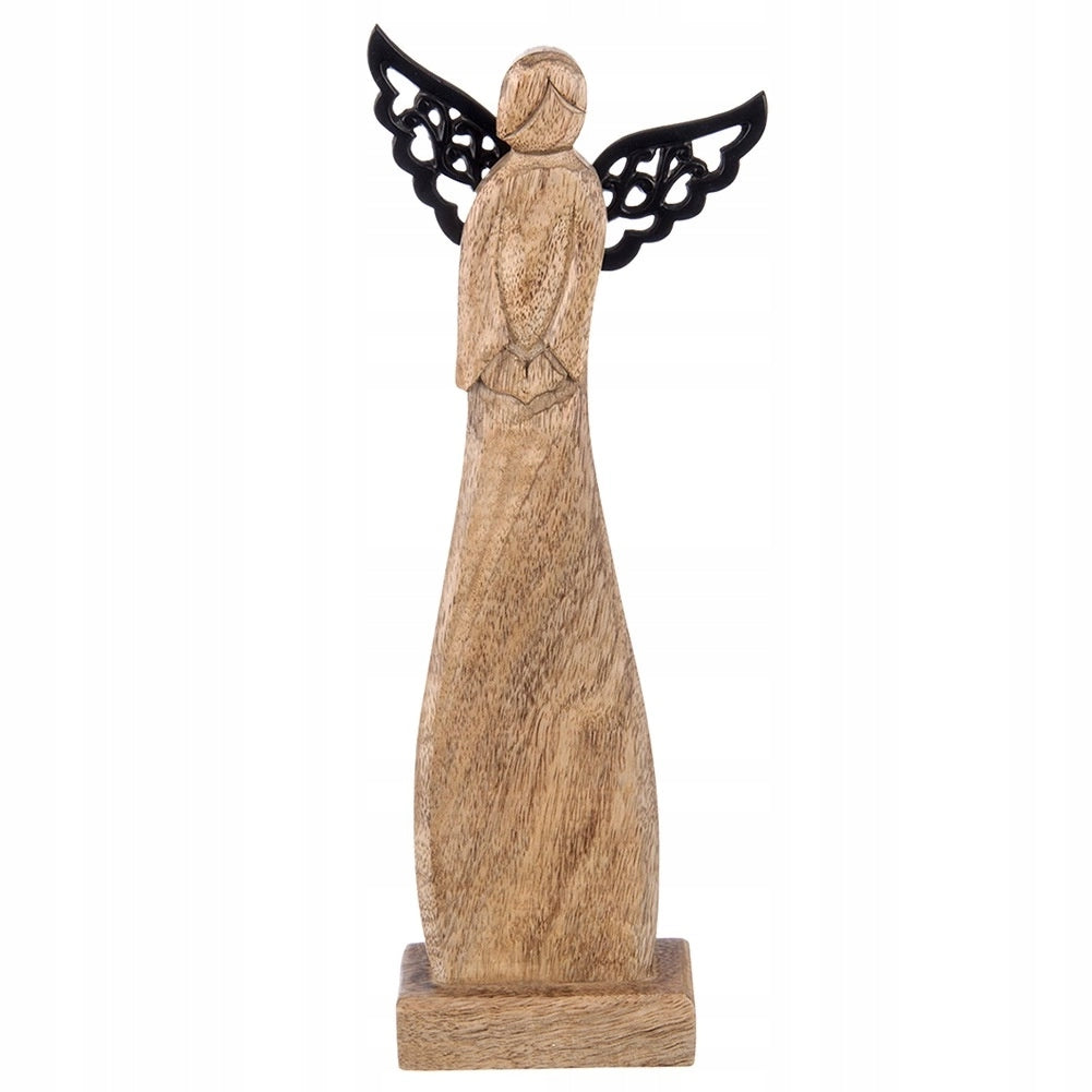 Figurine Angel Wood Mango 34 cm Metal Wings Decoration Product height 34 cm