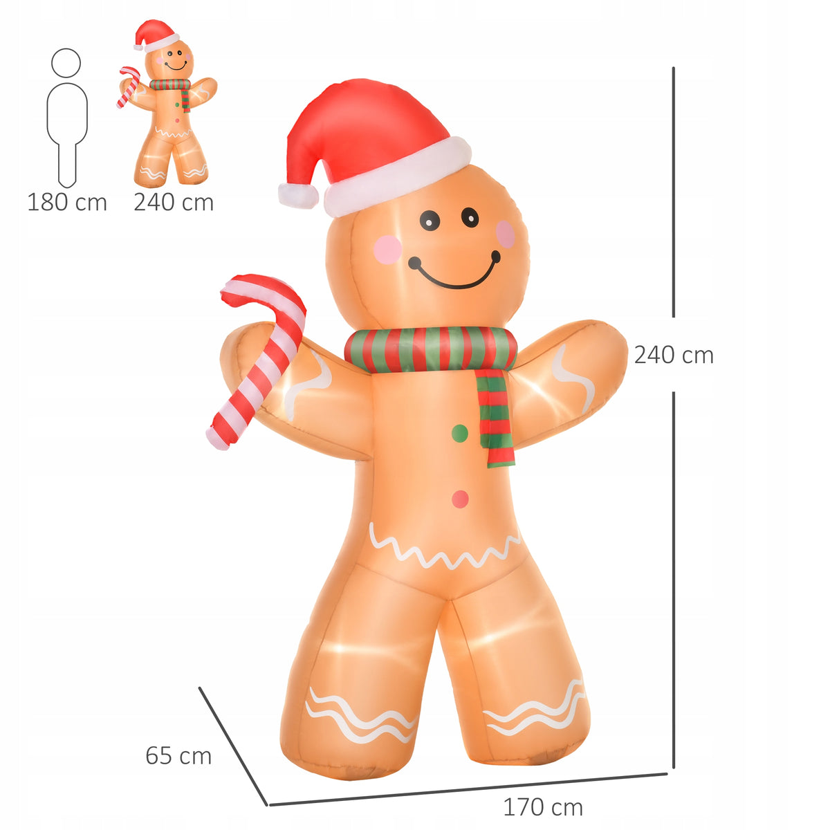 Figurine Homcom gingerbread inflatable 240 cm with LED lighting Brand Homcom