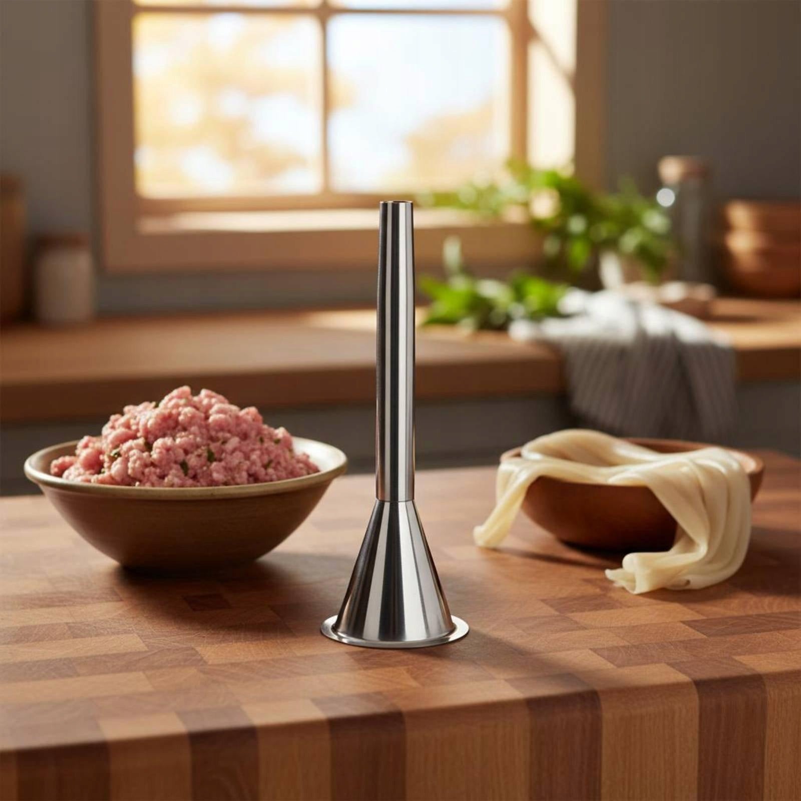 Filling Tube Stainless Steel Funnel Meat Kitchen 12 Sausage Stuffer Brand no brand