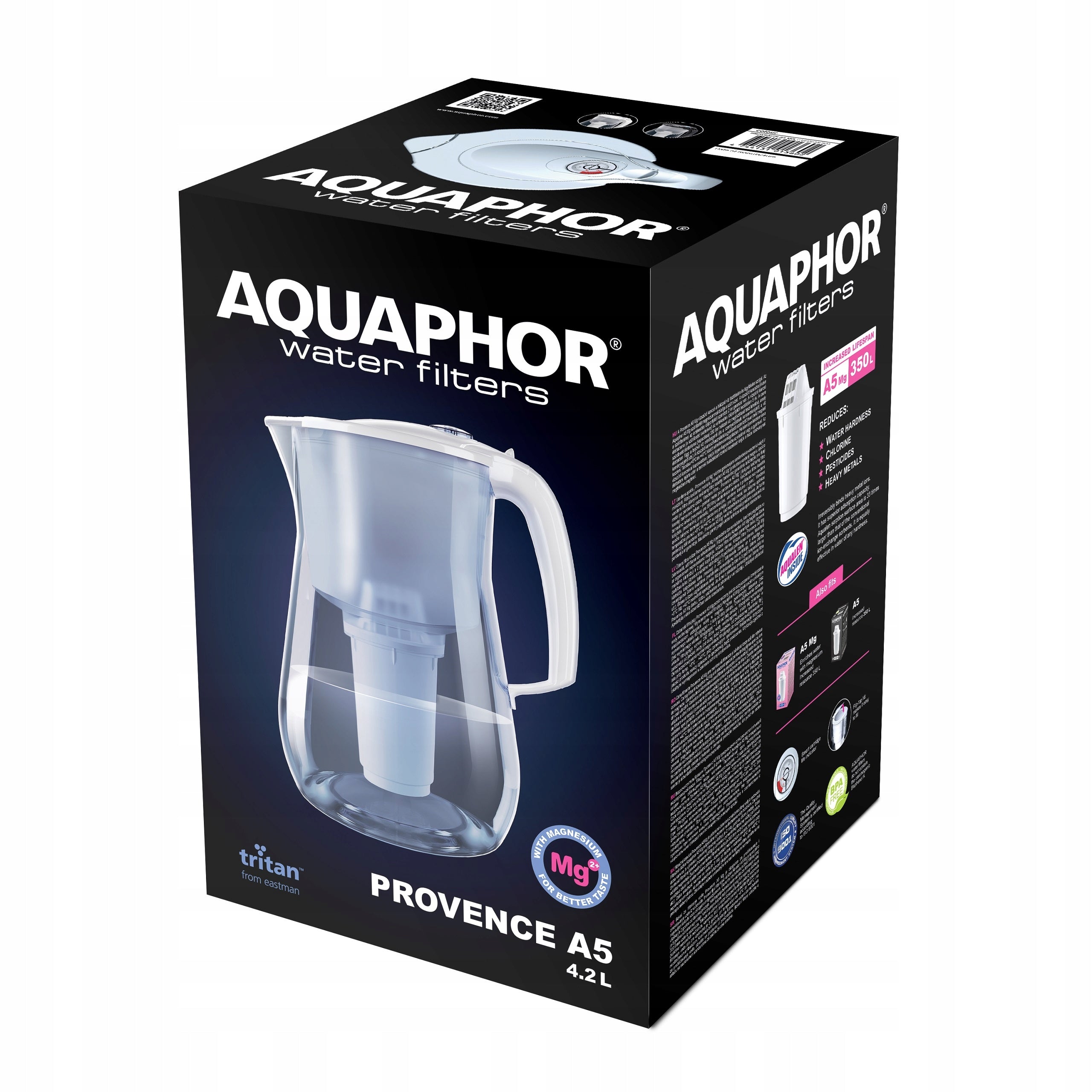 Filter Jug Aquaphor Provence White 4,2L Large, 3 Cartridges A5 Magnesium Manufacturer code 121130309