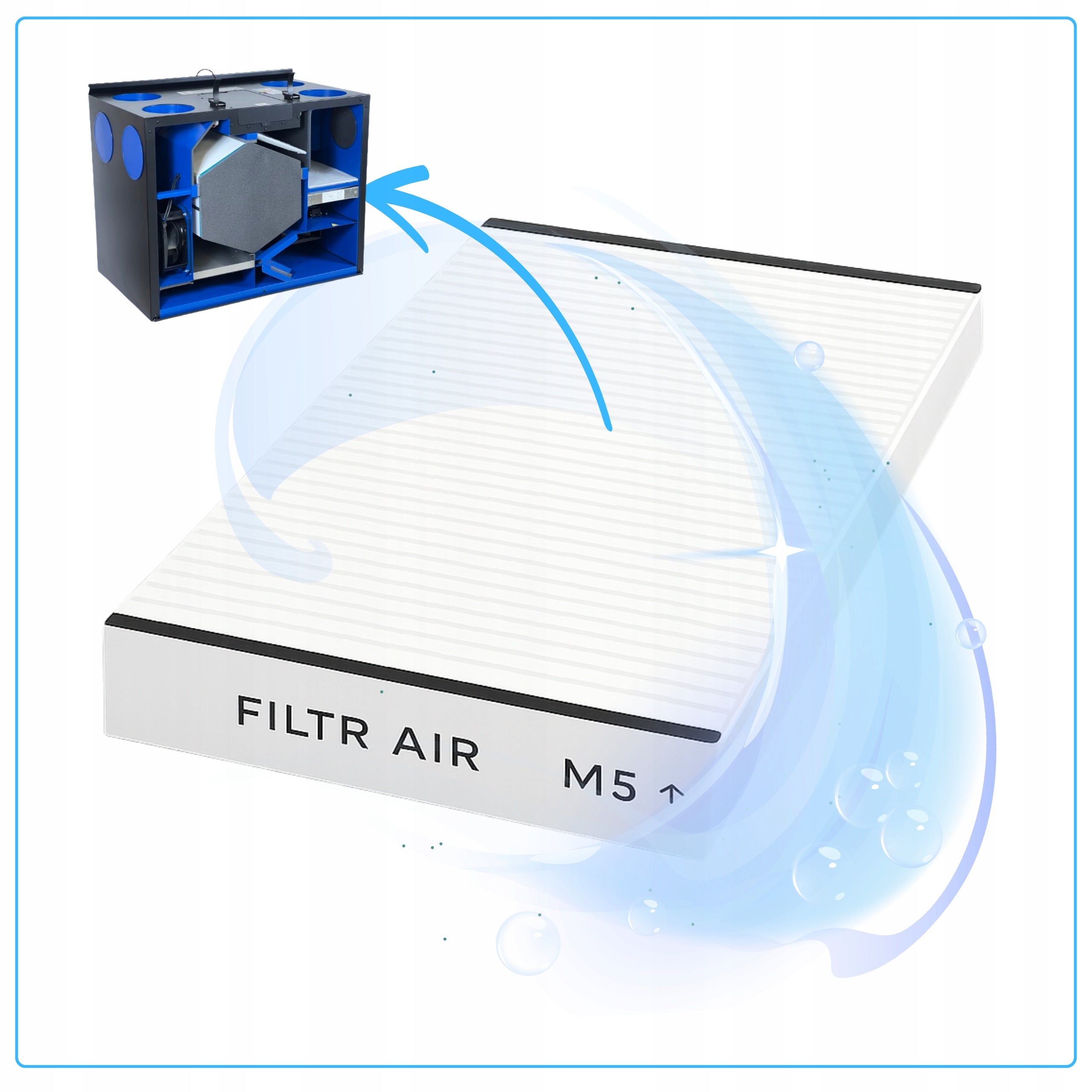 Filter M5 Ventilus 390 450 SE HR Q1 Main filter M5 450 x 210 x 40 mm Manufacturer code VENT390M5
