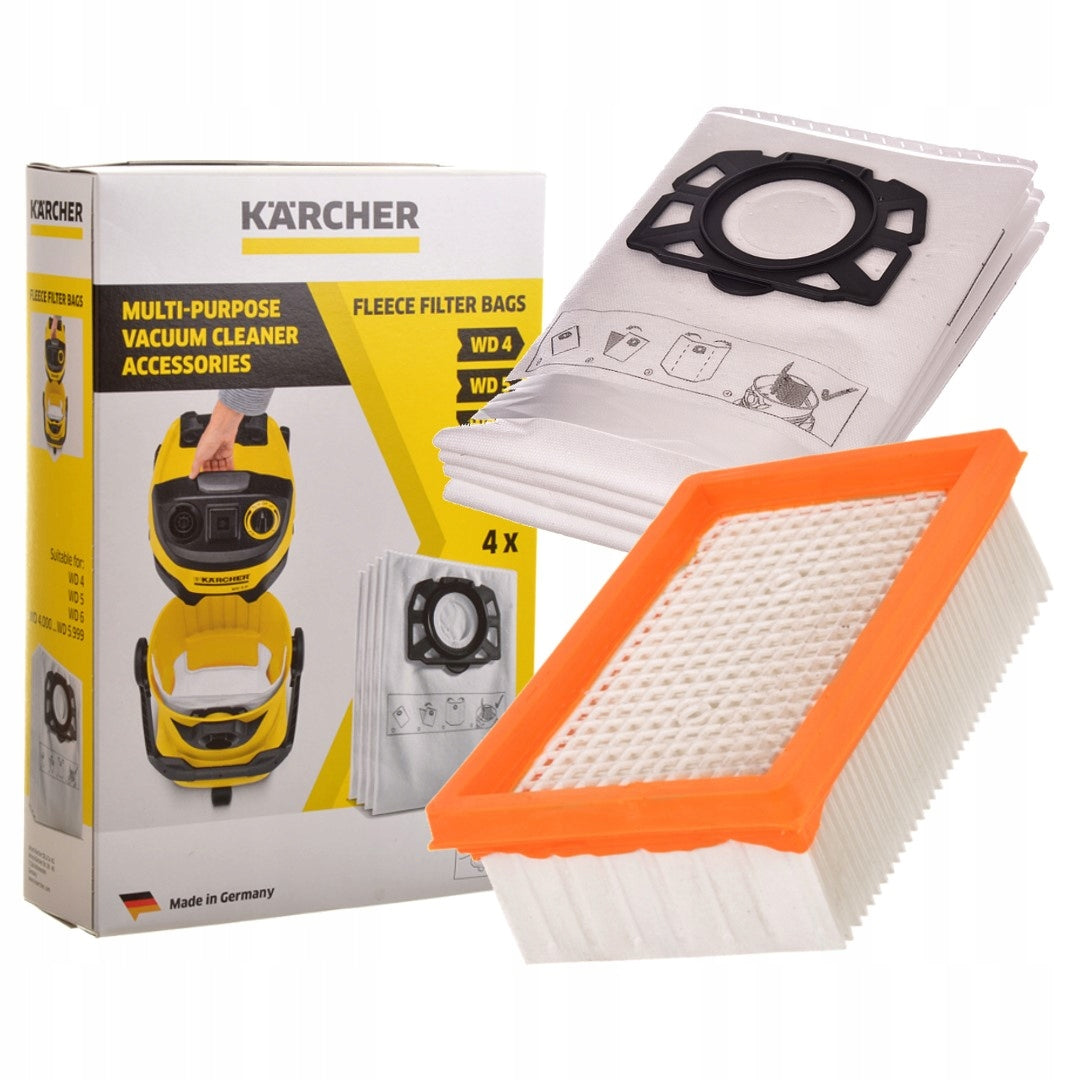 Filter + ORIGINAL bags 4pcs KARCHER WD4 WD5 WD6 MV4 MV5 MV6