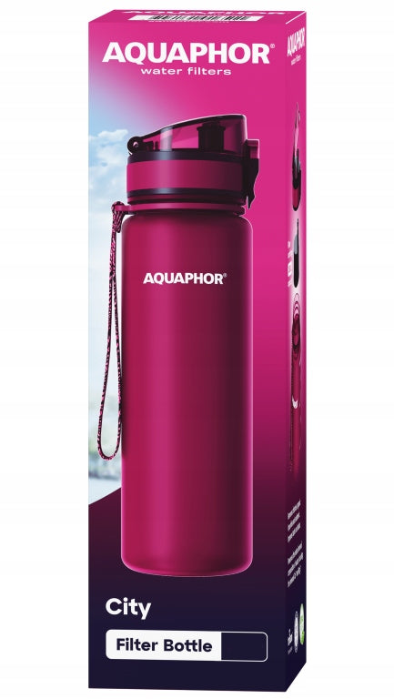 Filter bottle AQUAPHOR + 1 water filter cartridge 0,8 L burgundy Brand Aquaphor