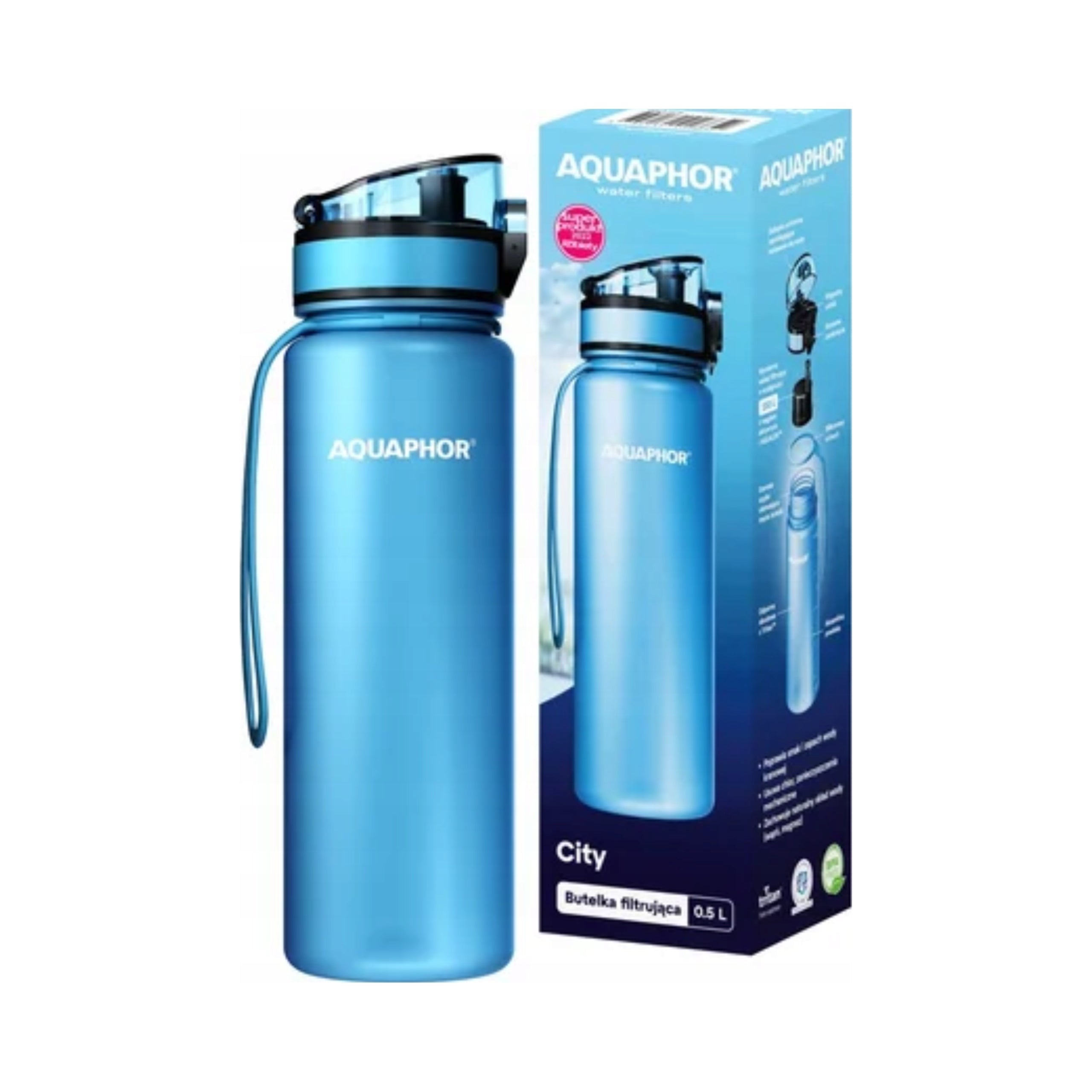 Filter bottle Aquaphor City 0,5 l blue + 1x cartridge