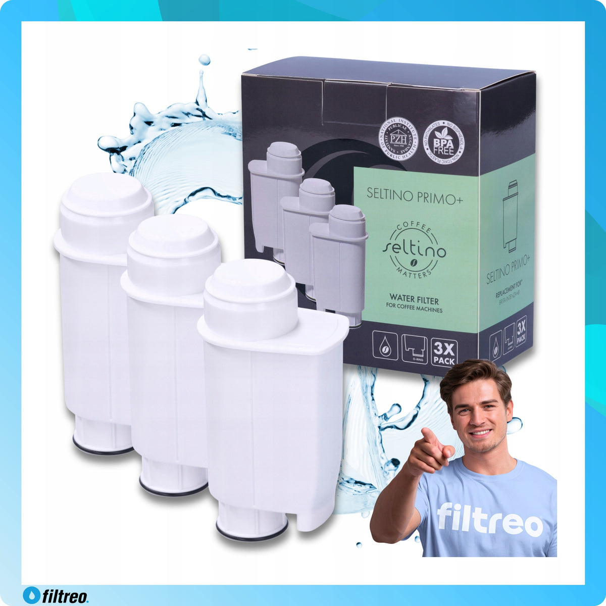 Filter cartridge Seltino Primo Plus x3 replacement for Brita Intenza+ CA6702 Manufacturer code Seltino Primo+ zamiennik do CA6702